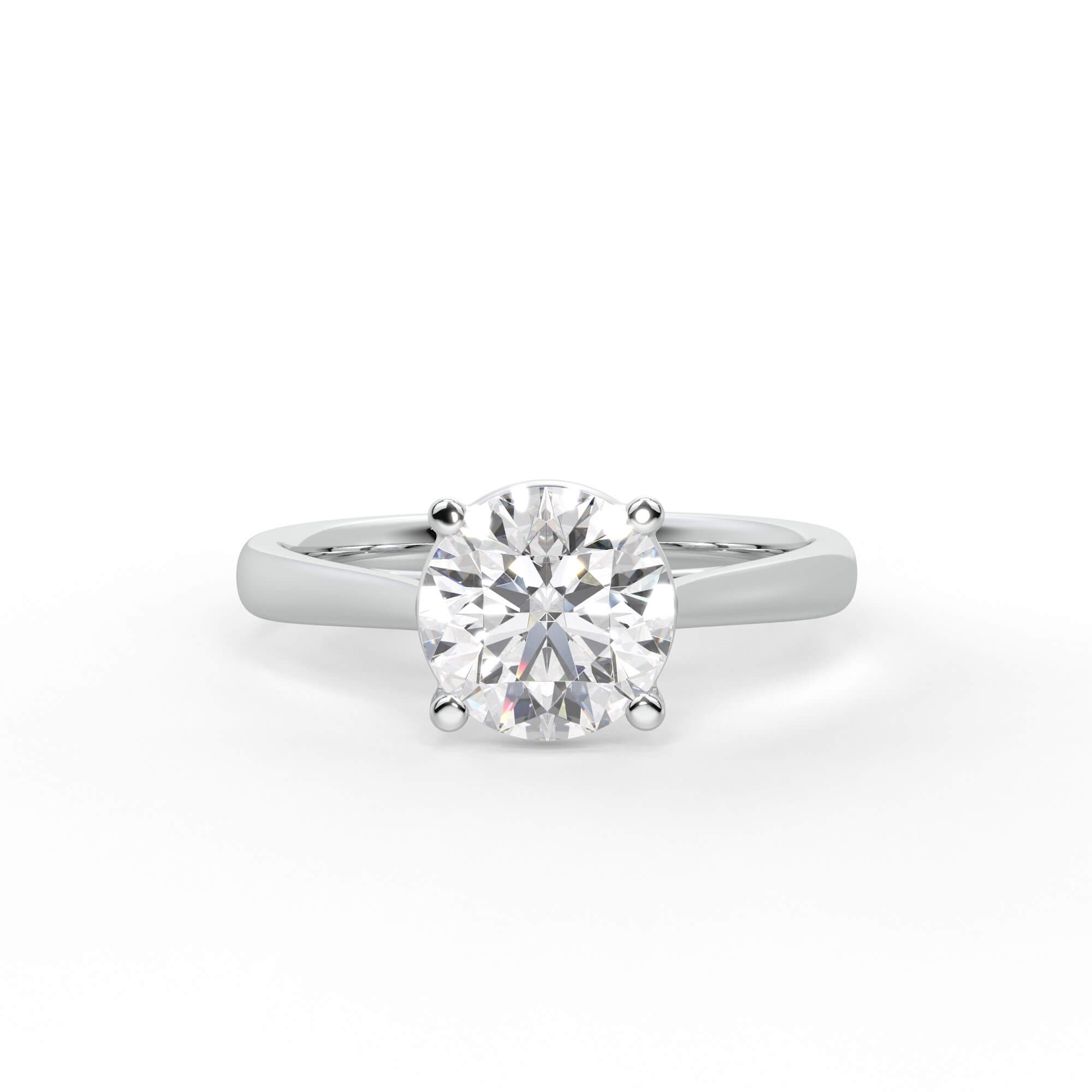 Round Diamond Cathedral Solitaire Engagement Ring