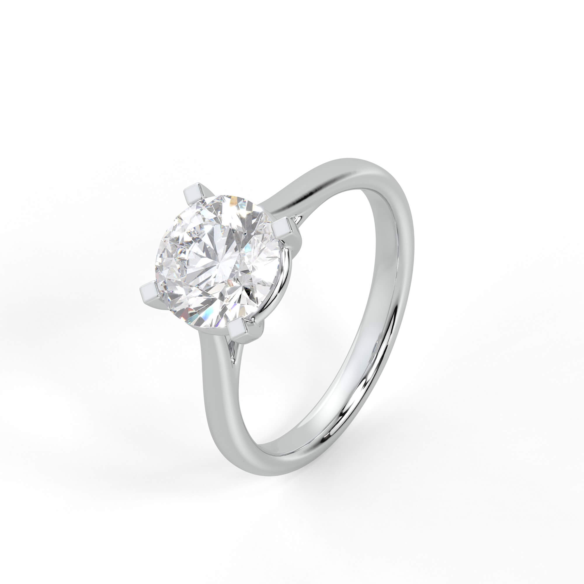 Round Diamond Tab-Claw Solitaire Engagement Ring