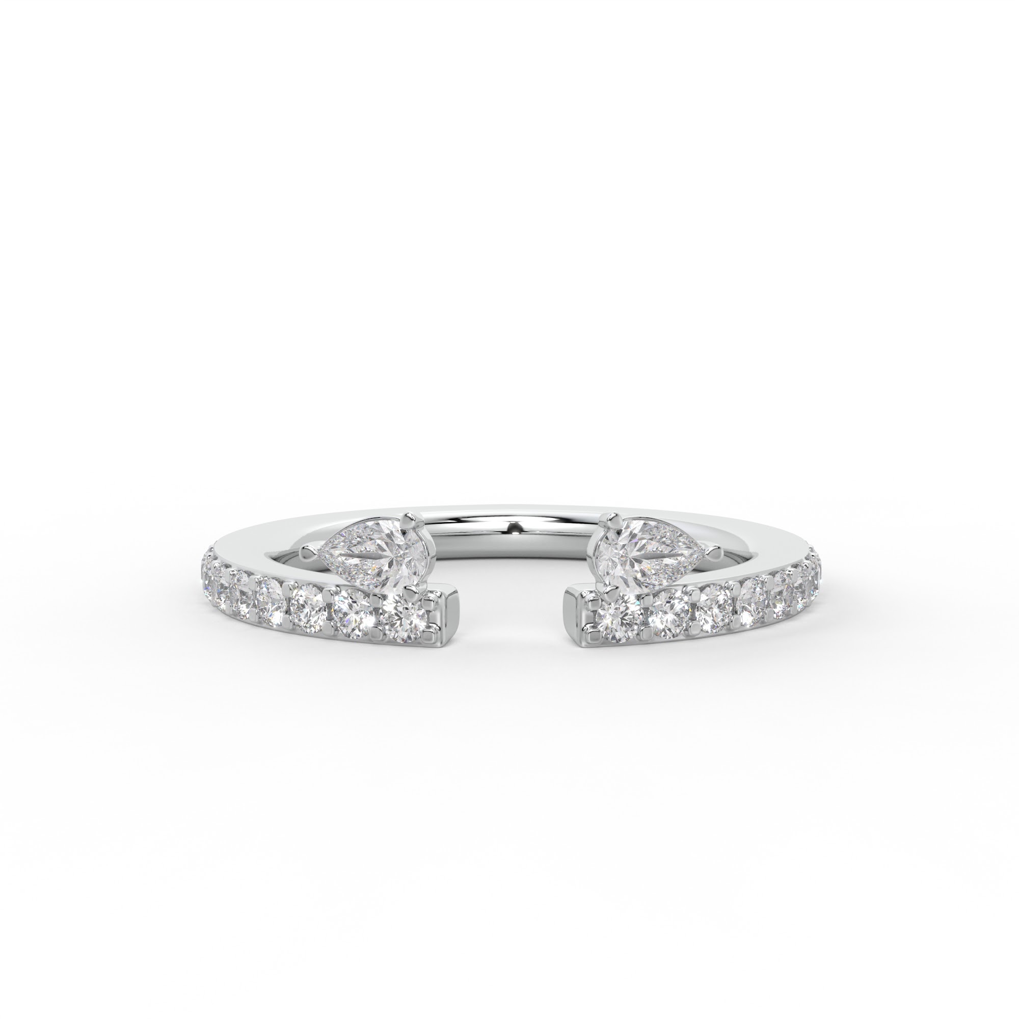 Open Pear Diamond Pavé Ring