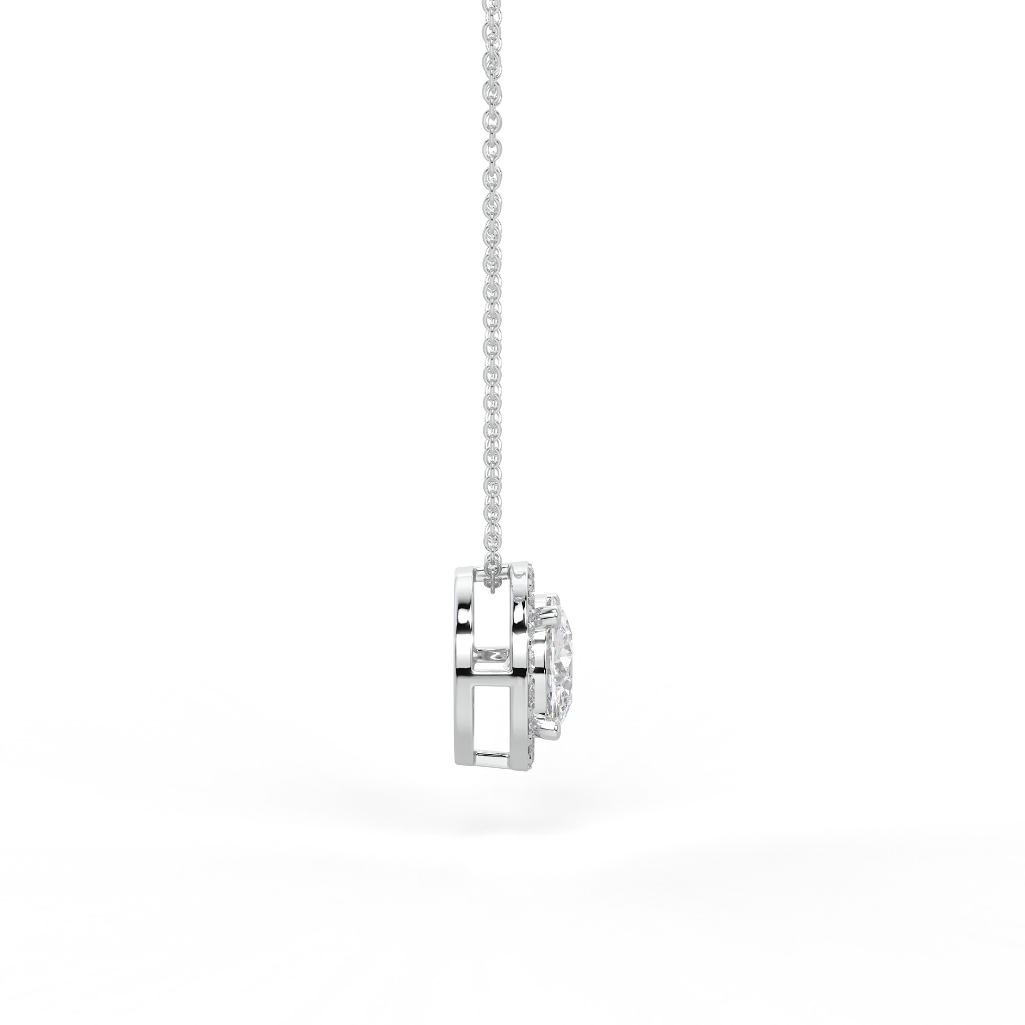 Round Diamond Halo Pendant Necklace