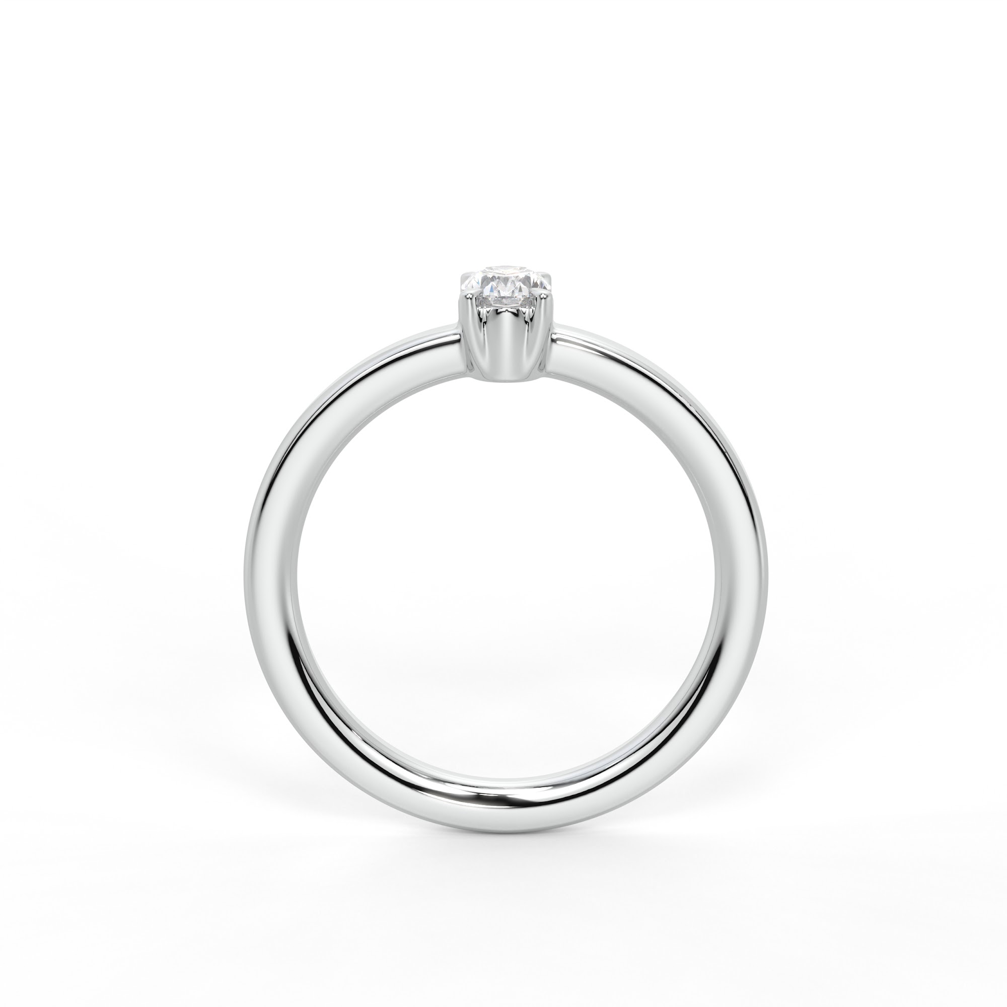 Petite Oval Diamond Solitaire Ring