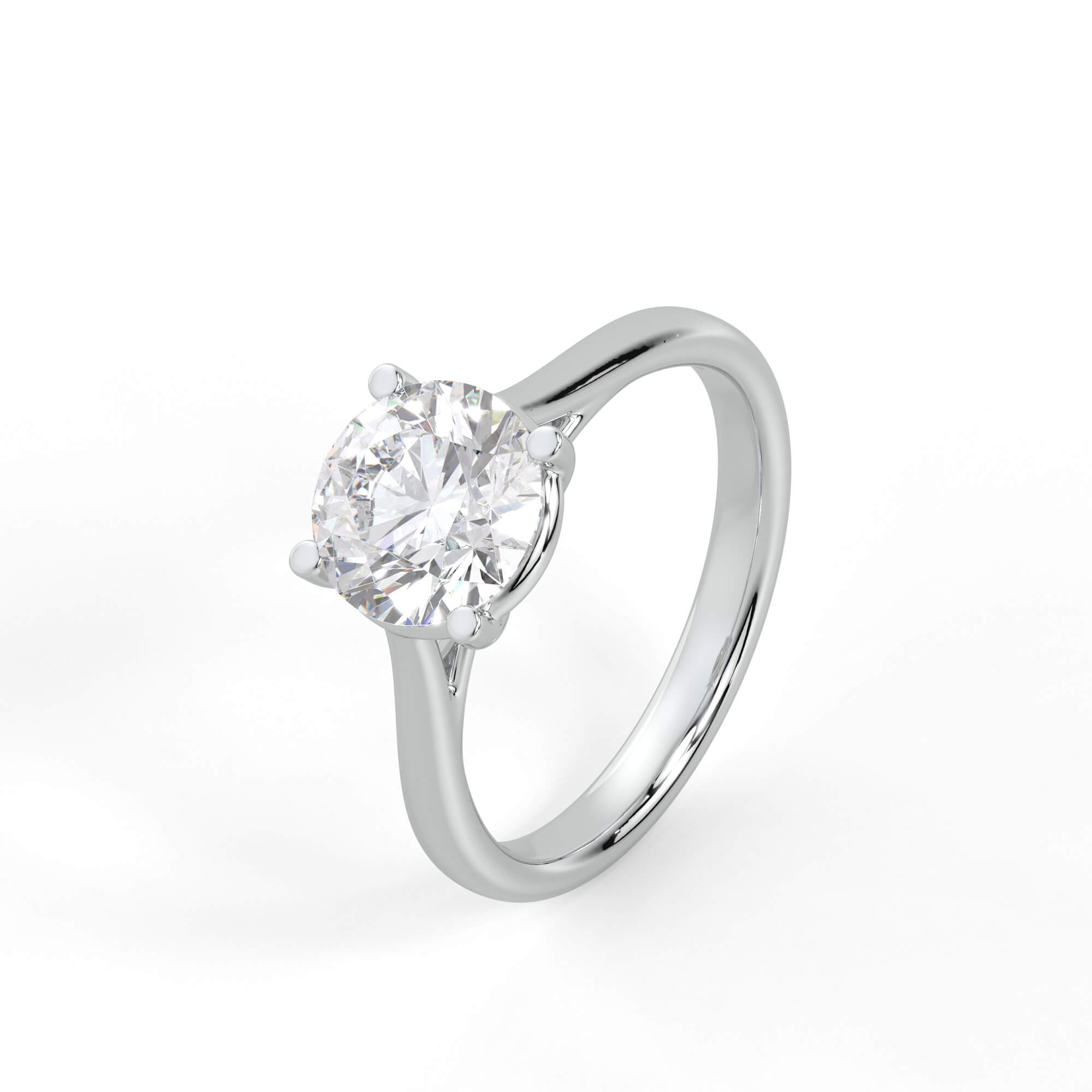 Round Diamond Cathedral Solitaire Engagement Ring