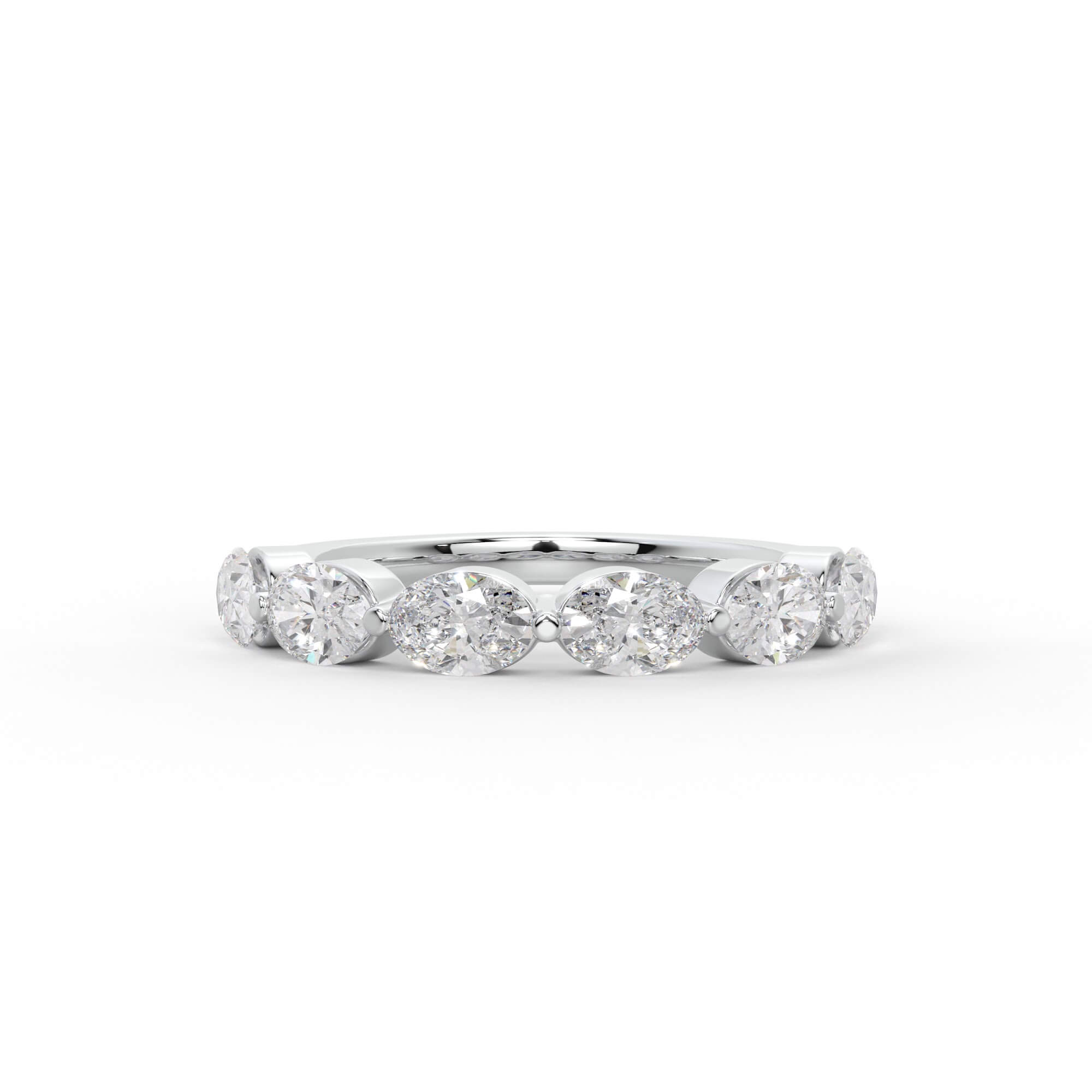 East-West Oval Diamond Half Eternity Ring