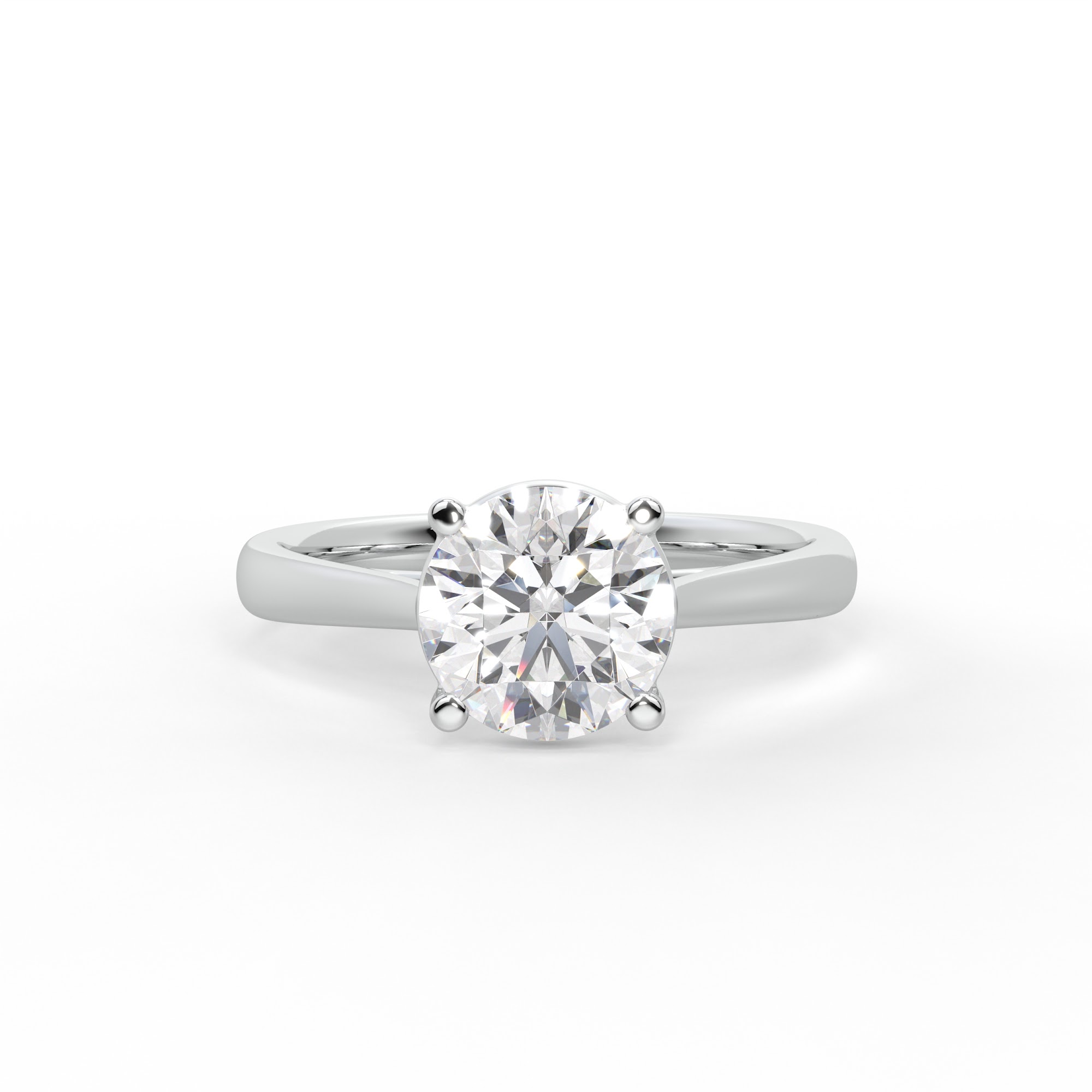 Round Diamond Cathedral Solitaire Engagement Ring