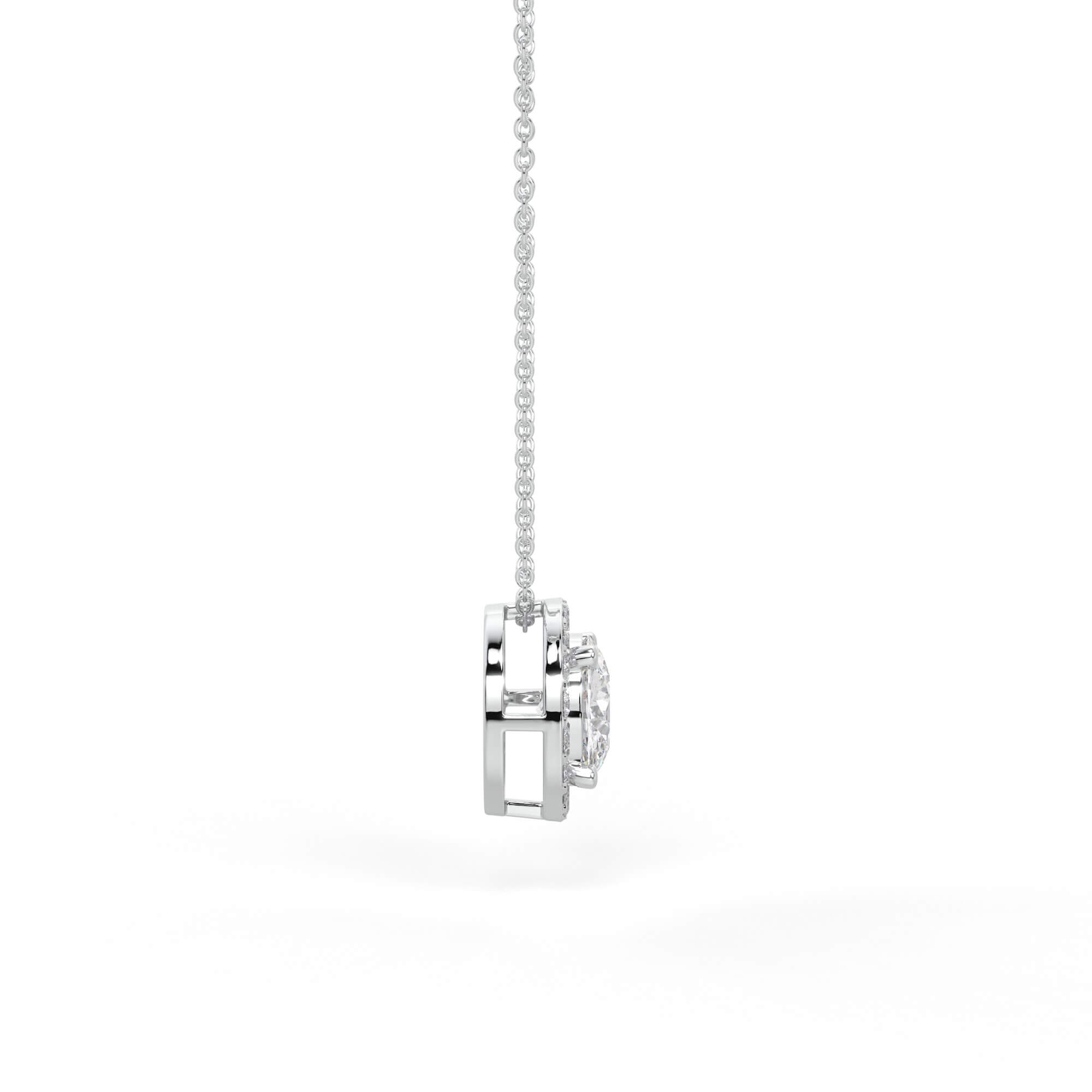 Round Diamond Halo Pendant Necklace