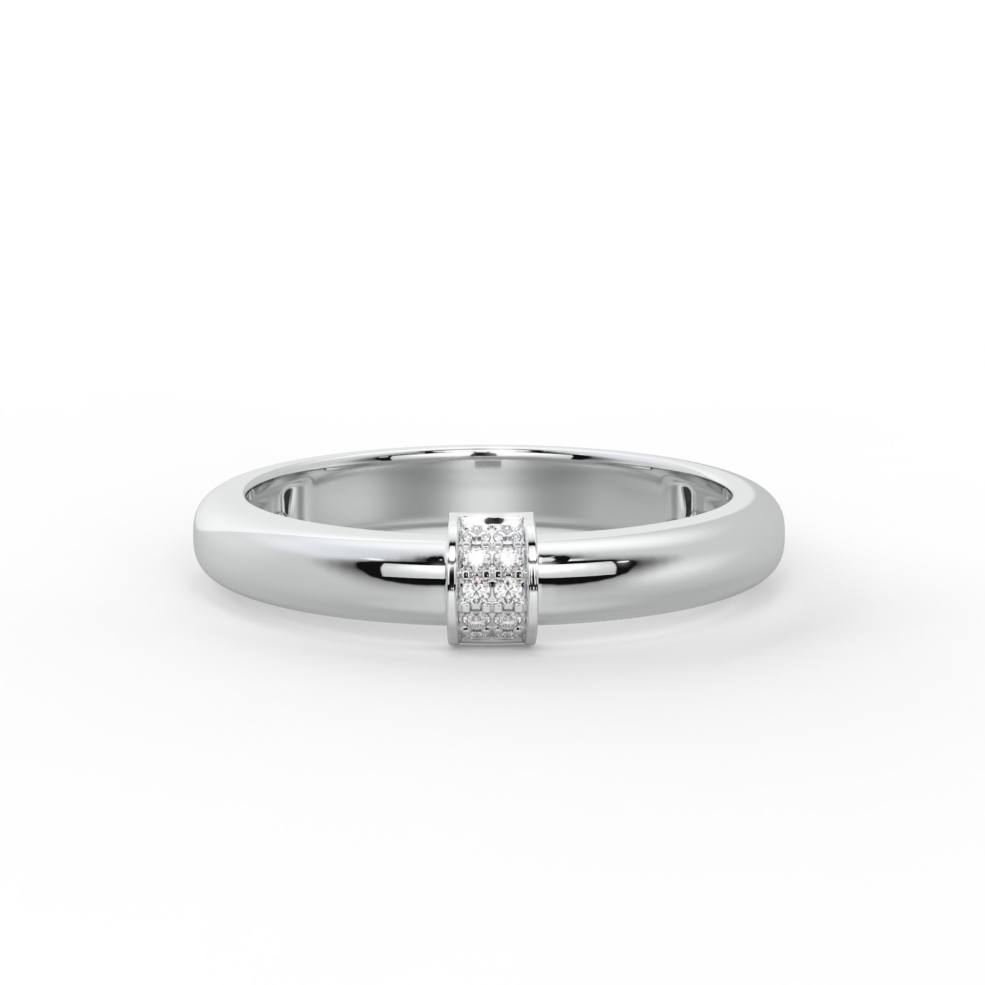 Pavé Diamond Bar Dome Stacking Ring