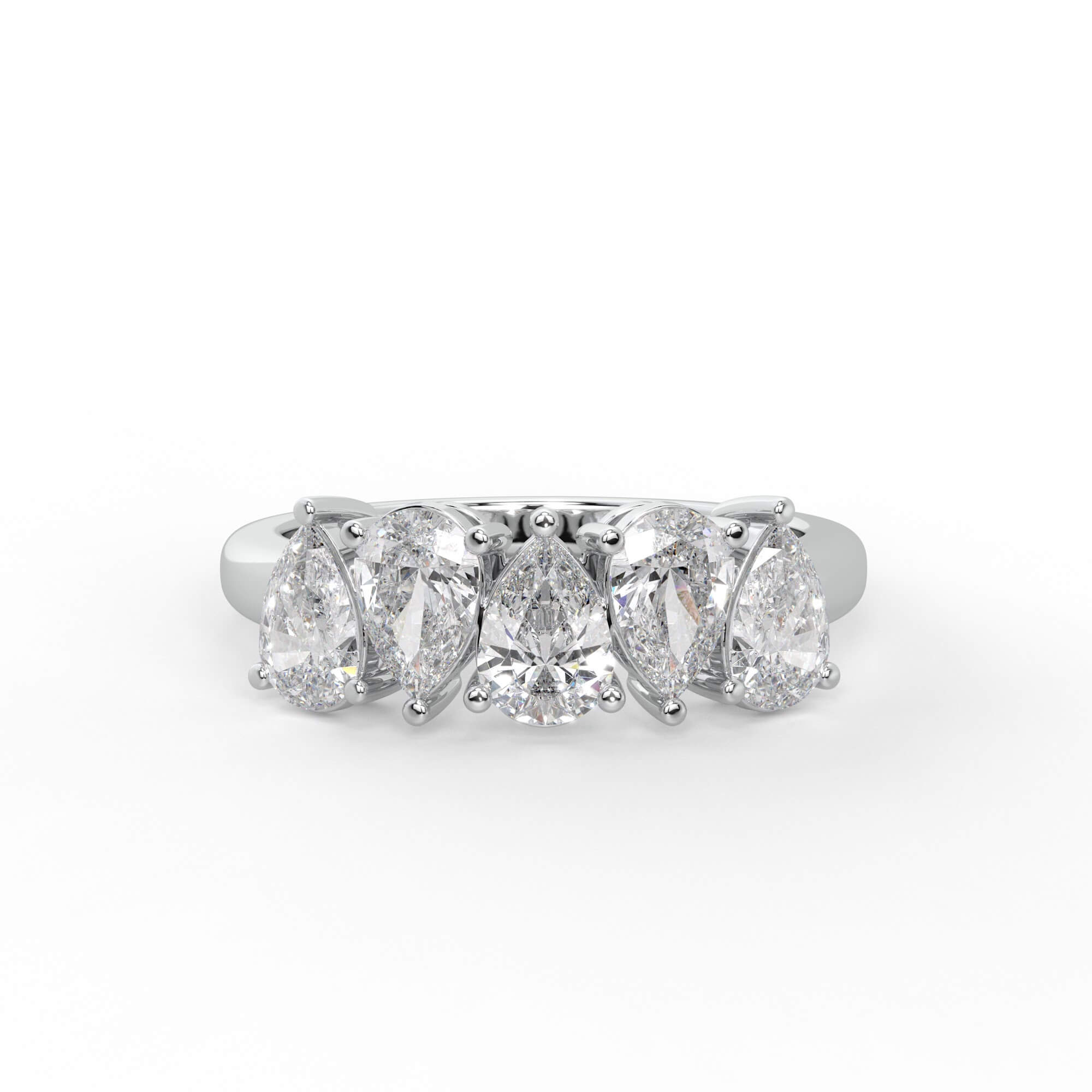 Alternating Pear Diamond Five Stone Ring