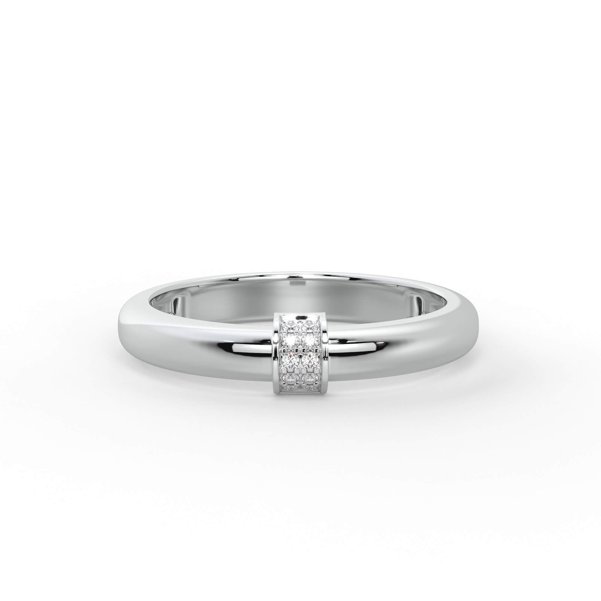 Pavé Diamond Bar Dome Stacking Ring
