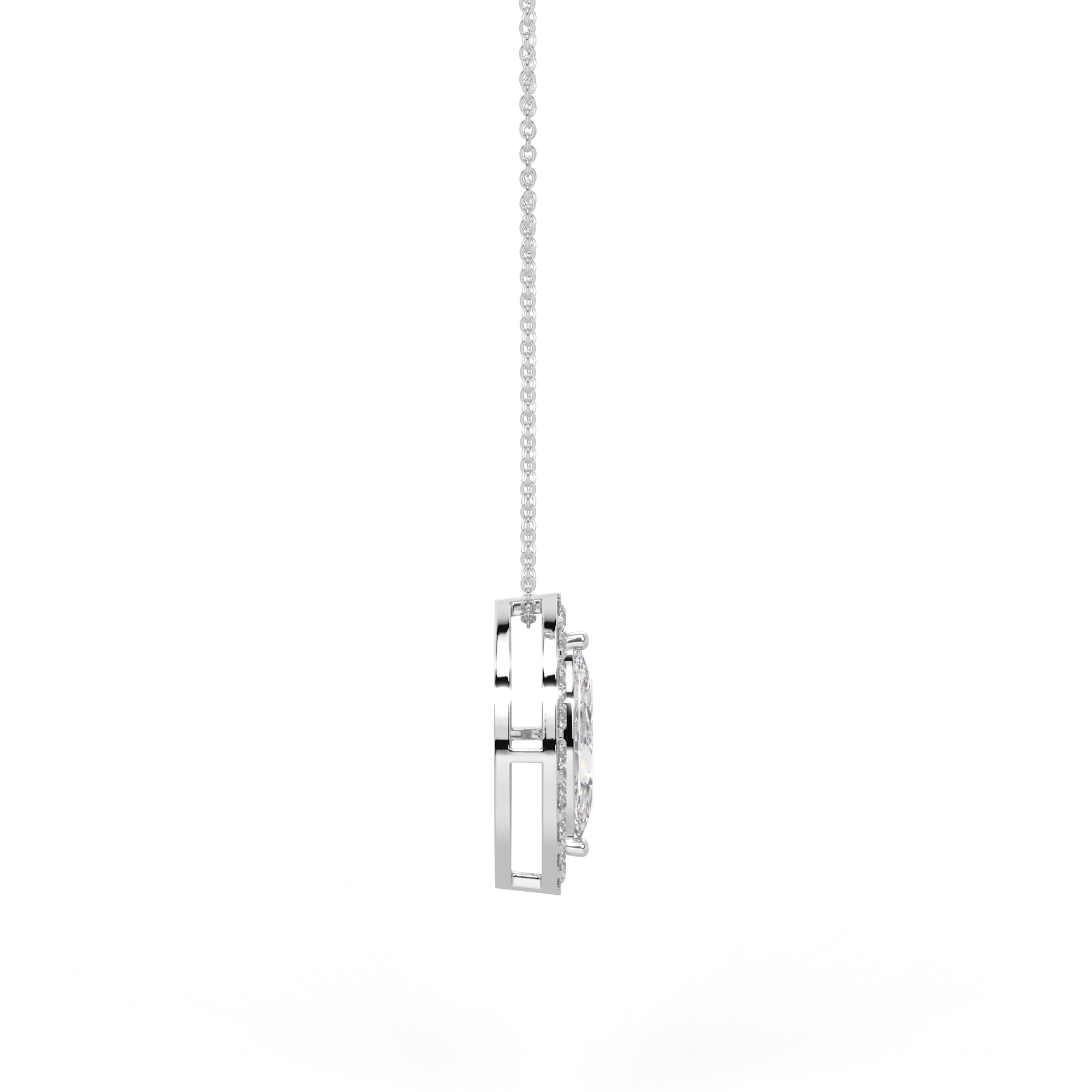 Marquise Diamond Halo Pendant Necklace