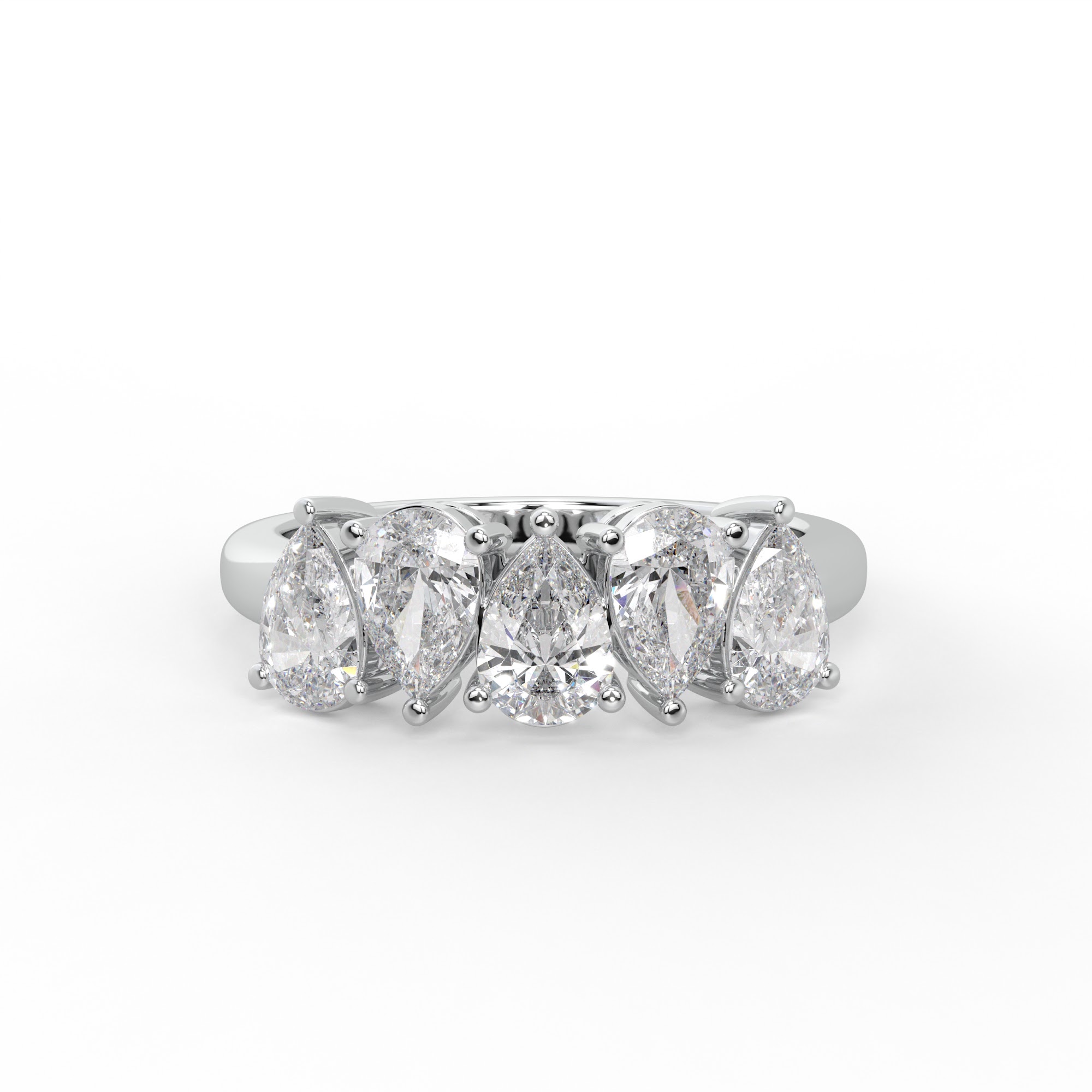 Alternating Pear Diamond Five Stone Ring
