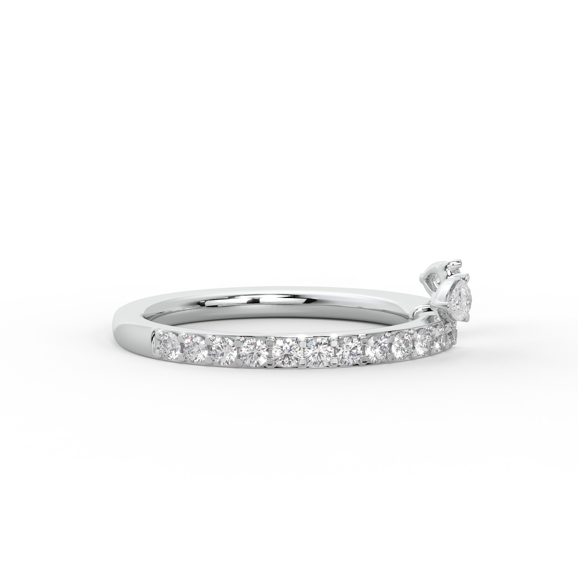 Open Pear Diamond Pavé Ring