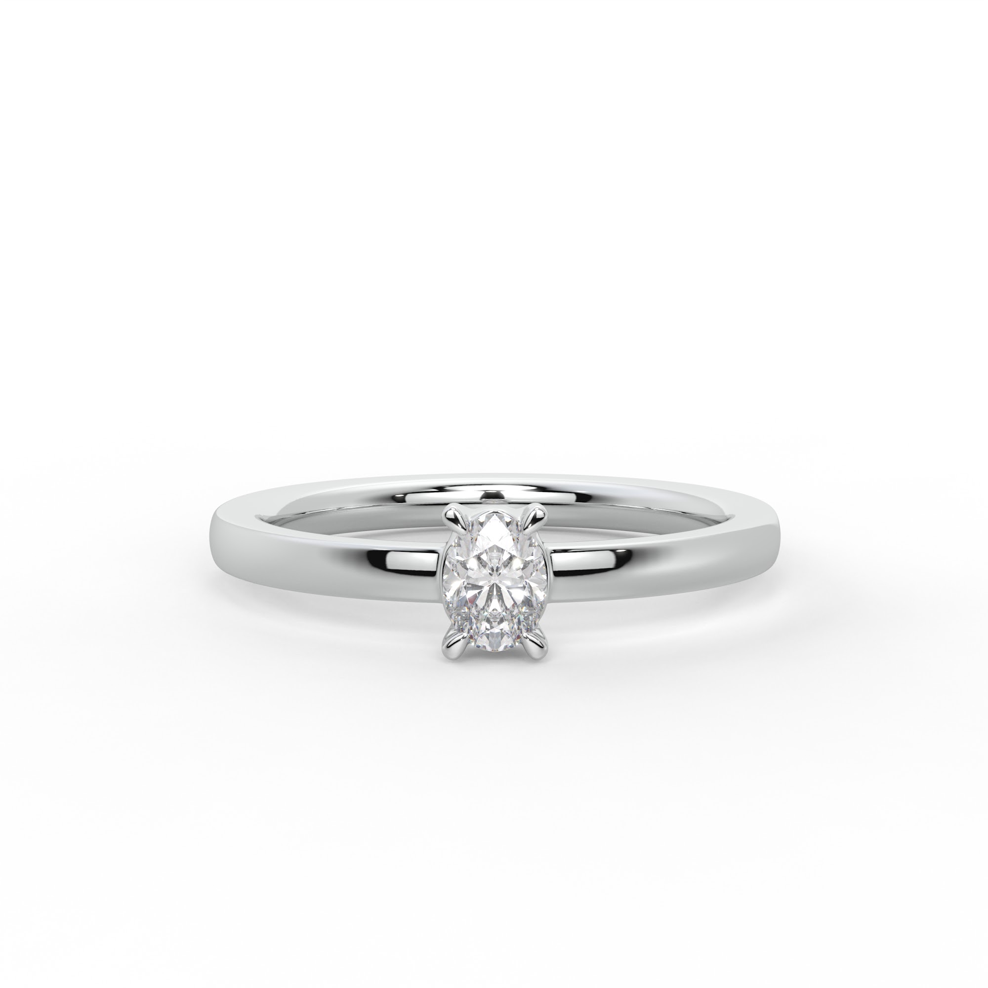 Petite Oval Diamond Solitaire Ring