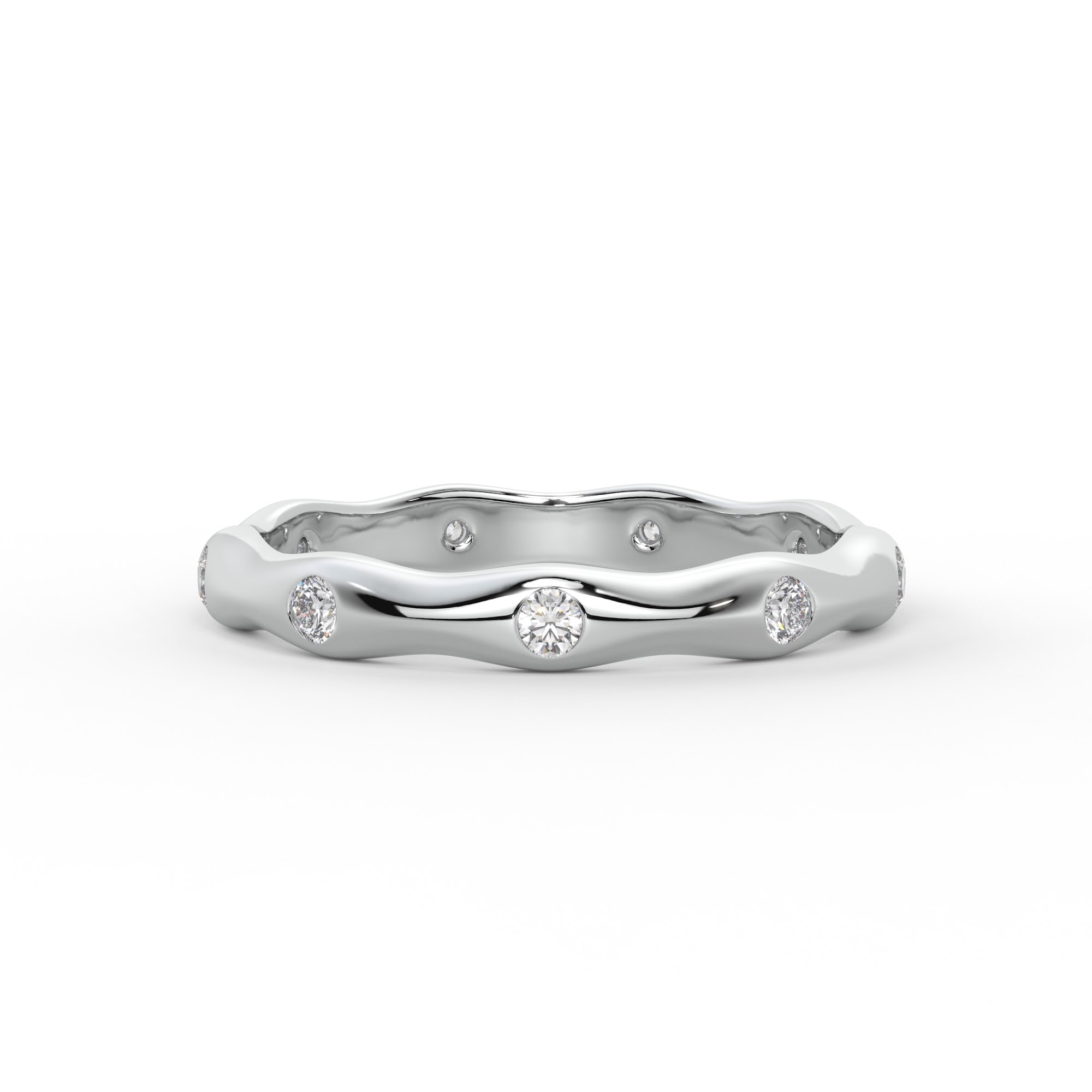 Flush-Set Diamond Wave Eternity Band