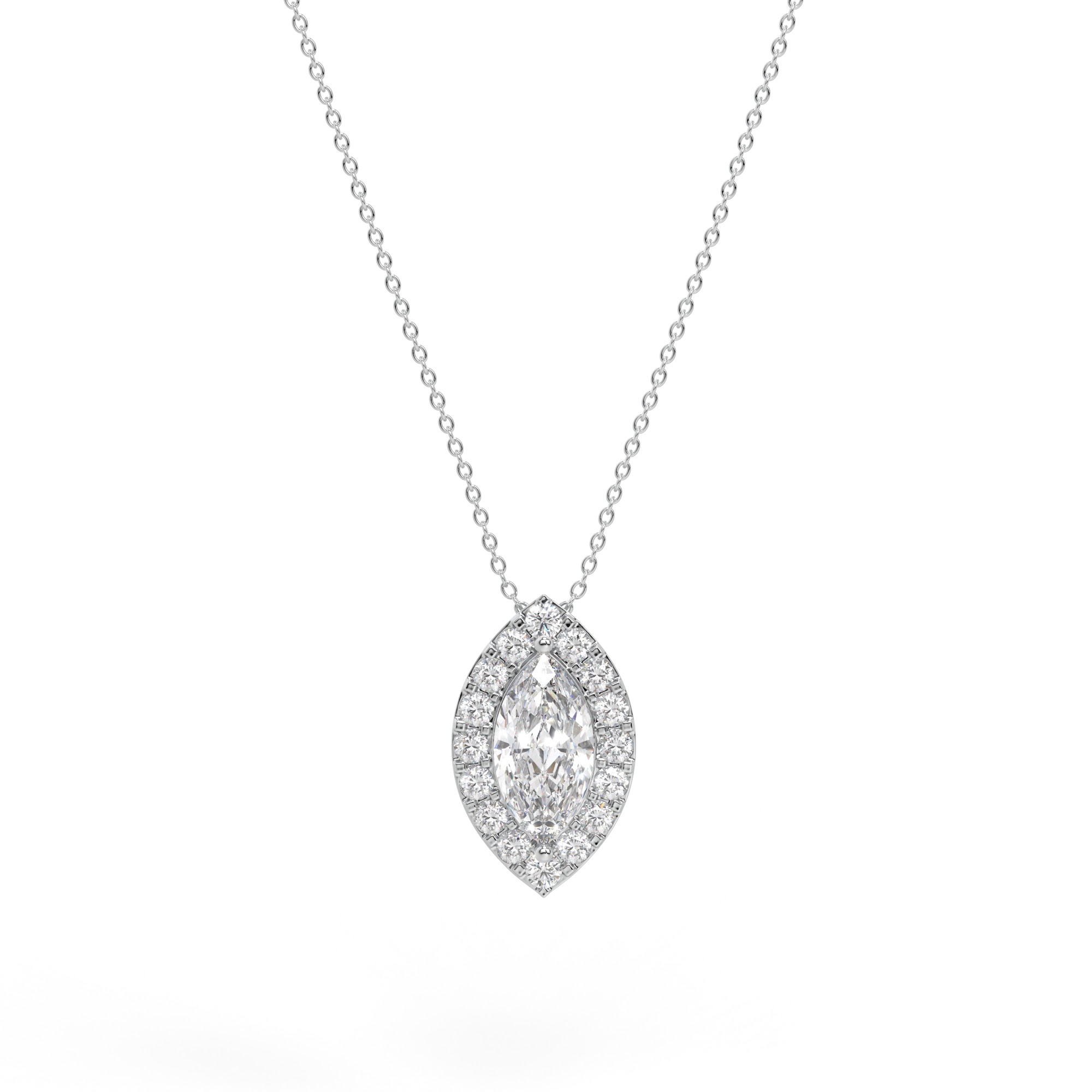 Marquise Diamond Halo Pendant Necklace