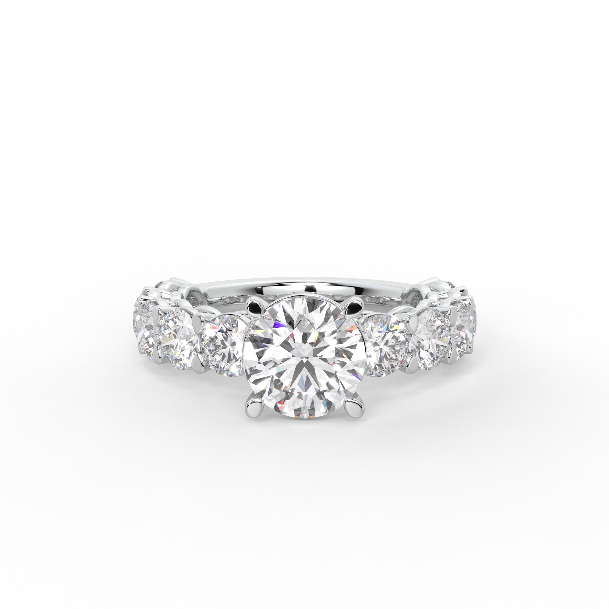 Round Diamond Engagement Ring with Graduated Side Stones