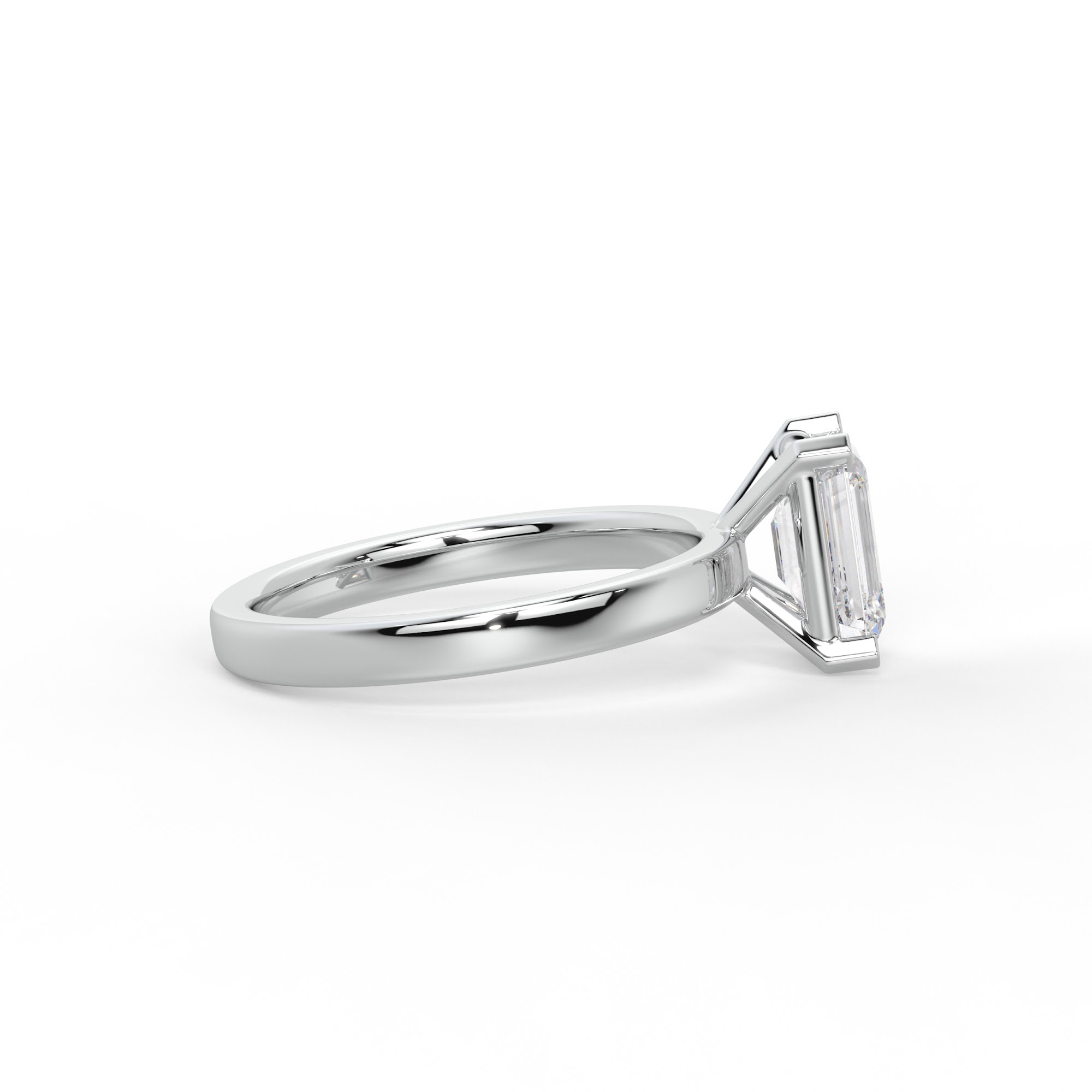 Emerald Cut Diamond Solitaire Engagement Ring