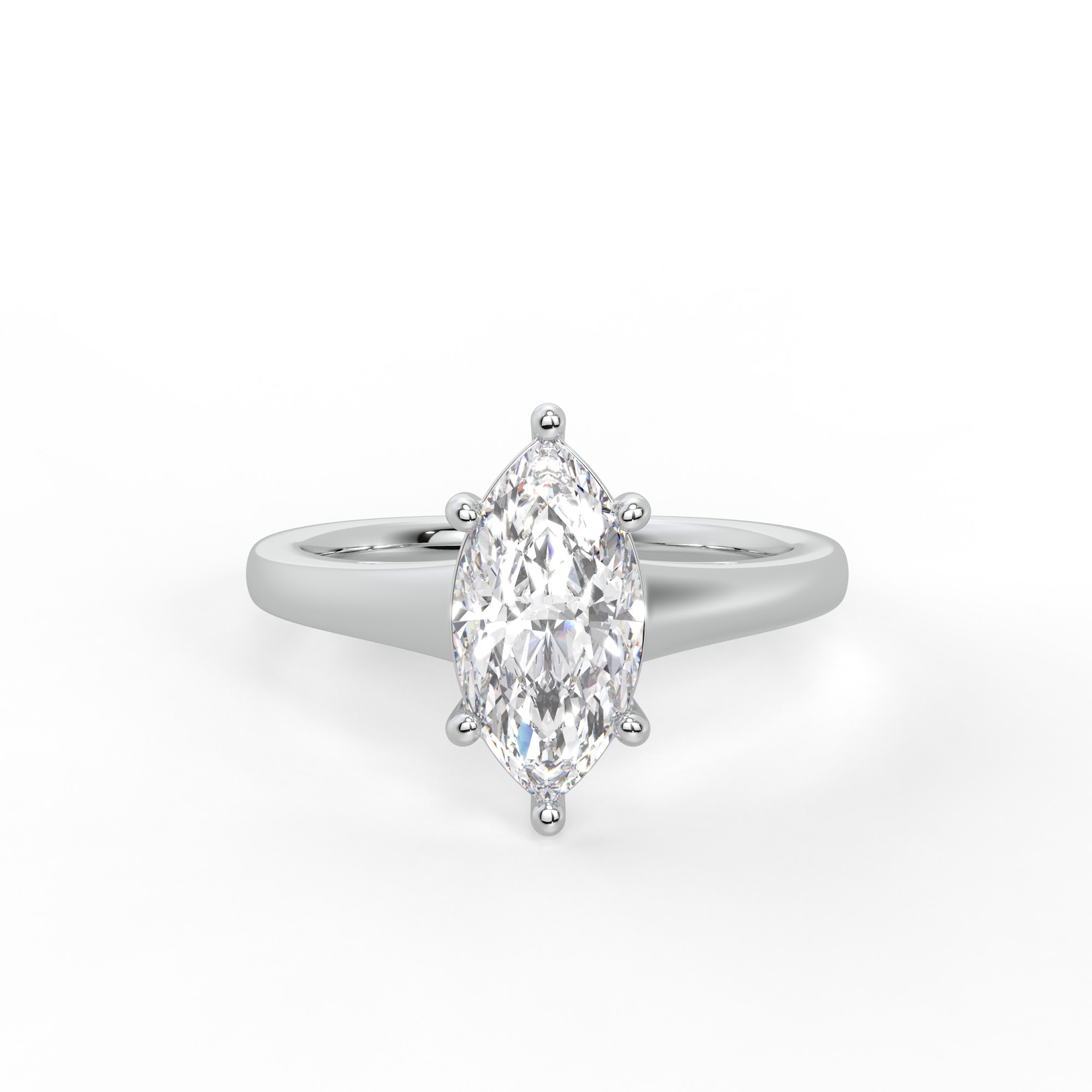 Marquise Diamond Six-Claw Solitaire Engagement Ring