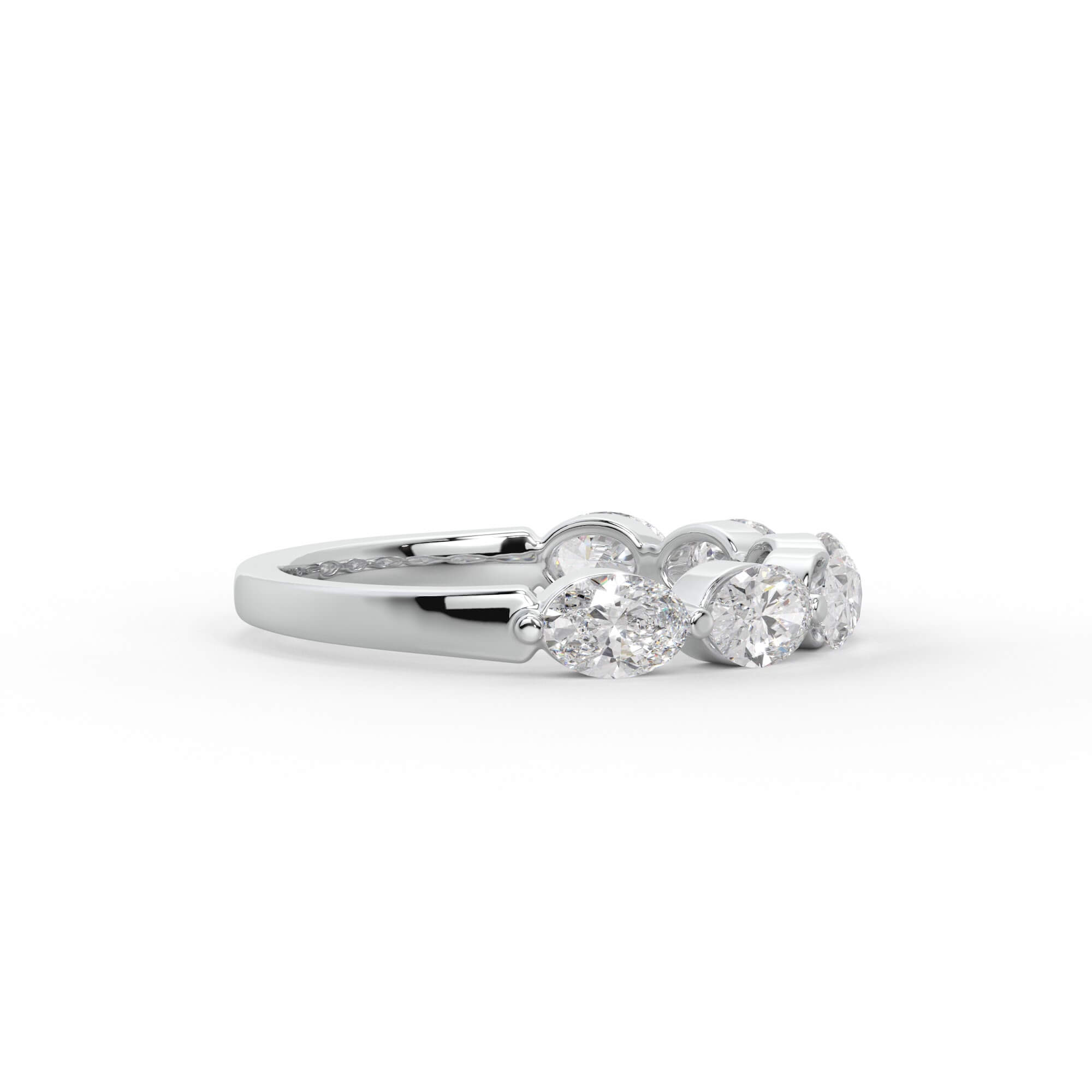 East-West Oval Diamond Half Eternity Ring
