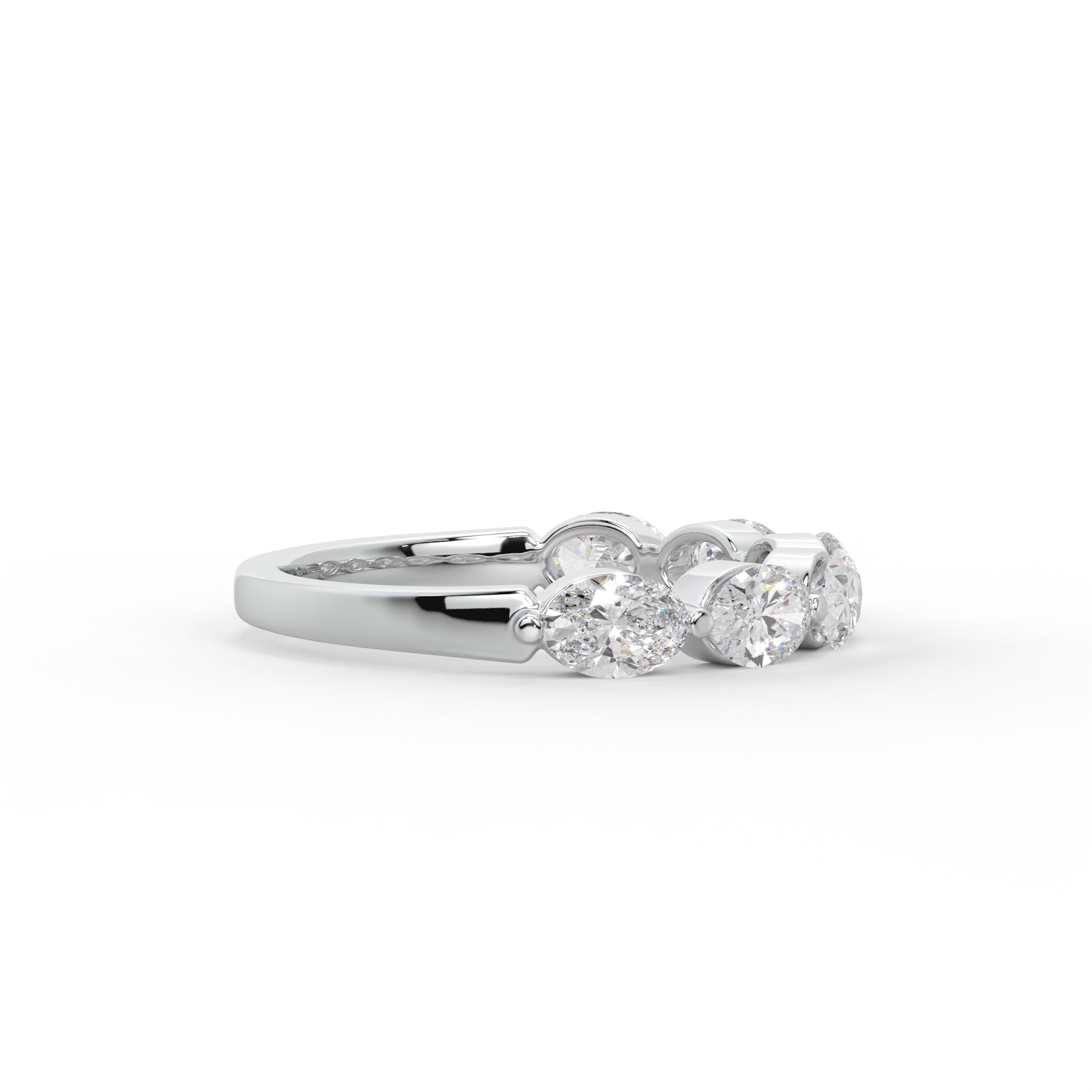 East-West Oval Diamond Half Eternity Ring