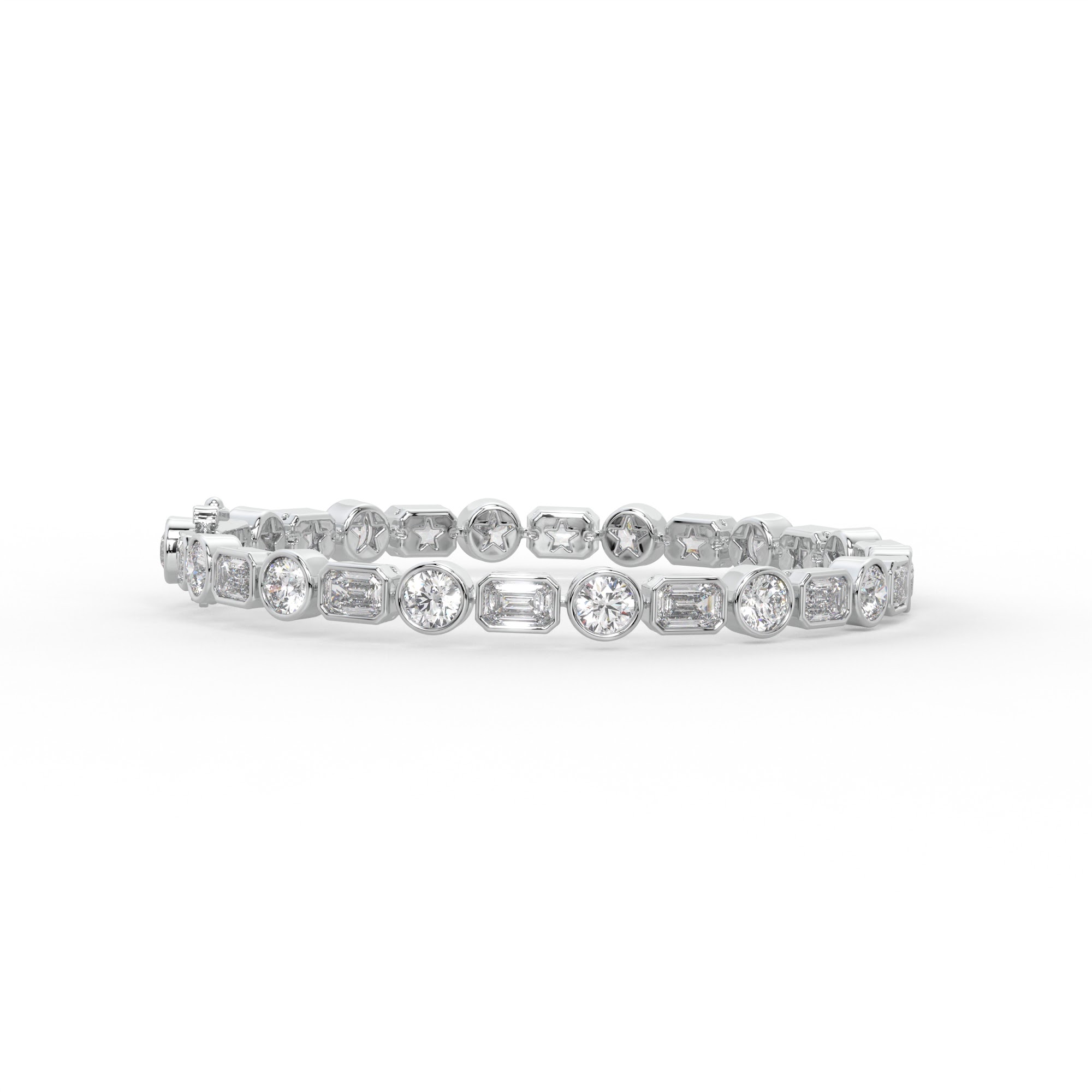 Mixed-Shape Diamond Tennis Bracelet with Heart Centre