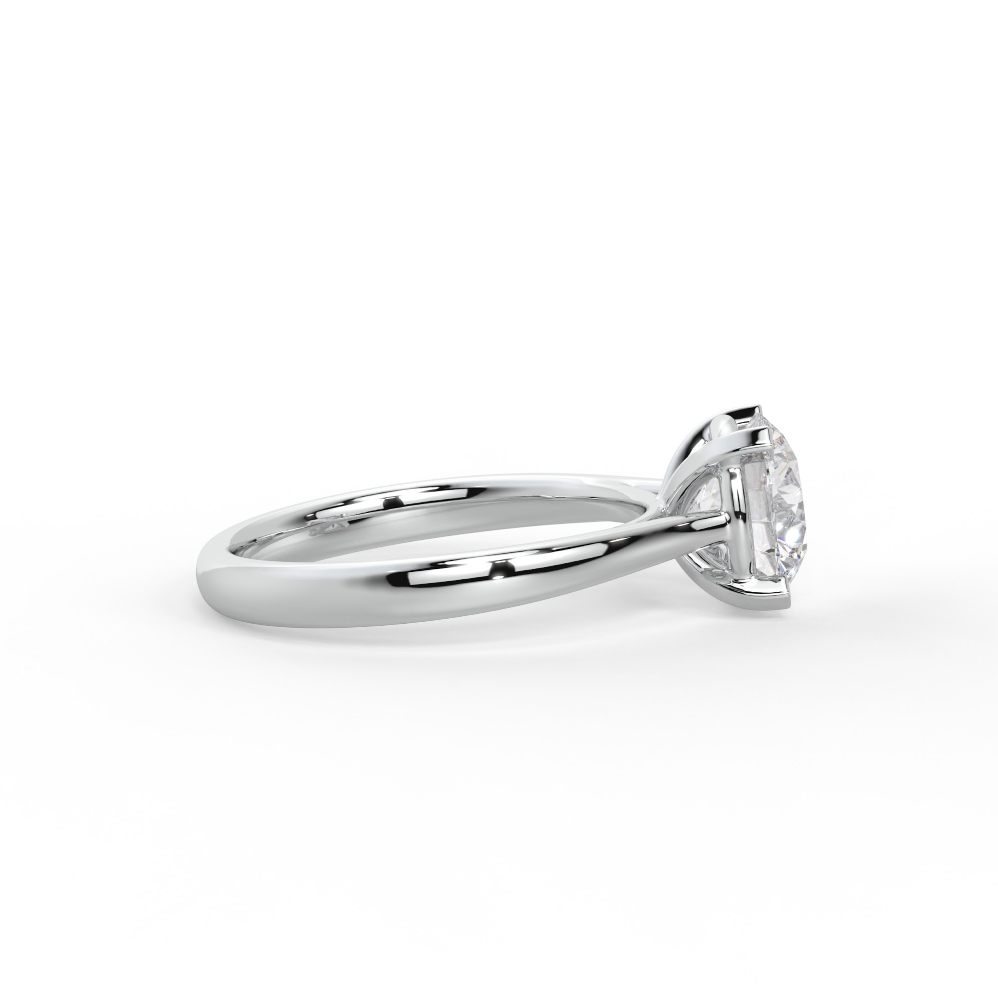 Round Diamond Tab-Claw Solitaire Engagement Ring