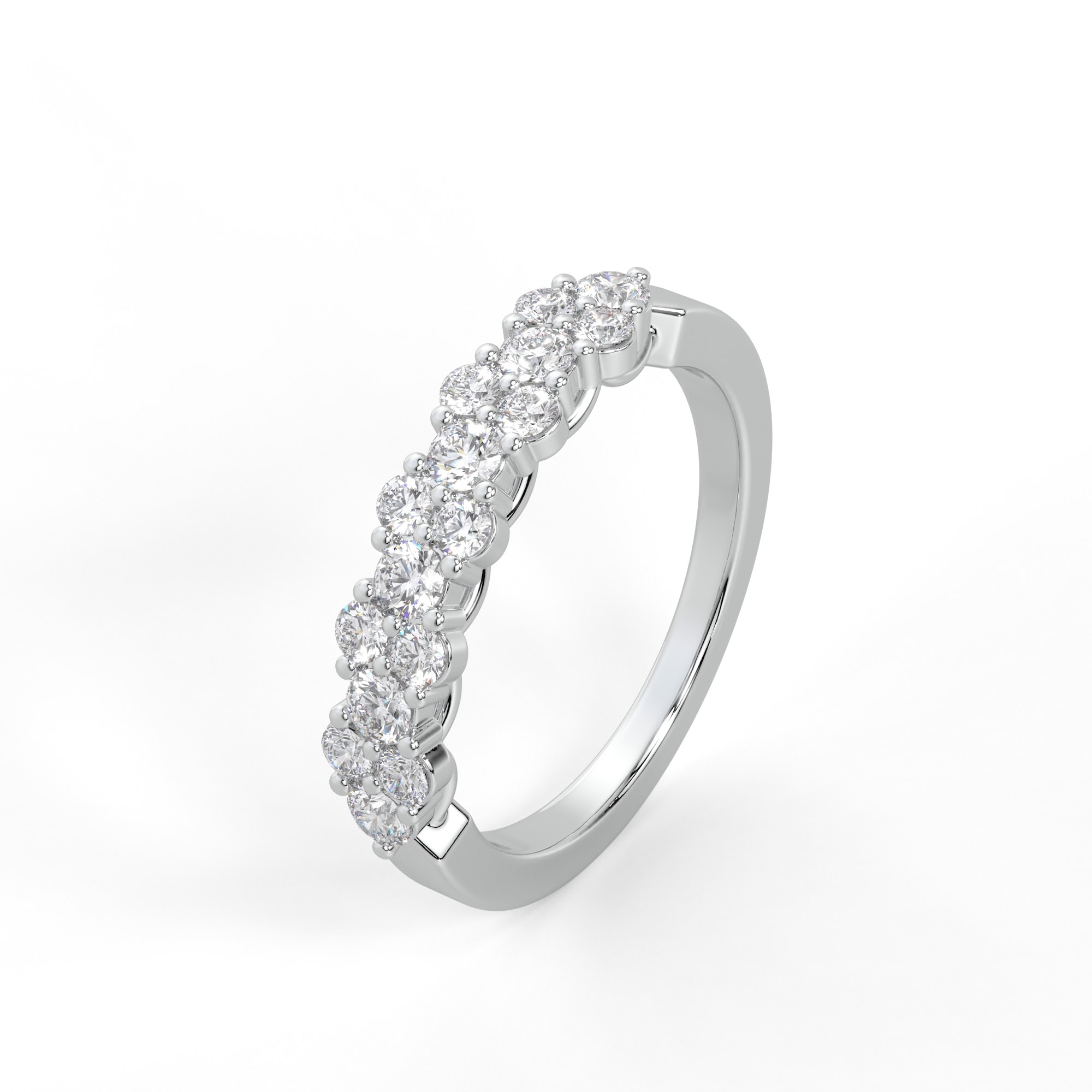 Round Diamond Floral Cluster Half Eternity Ring