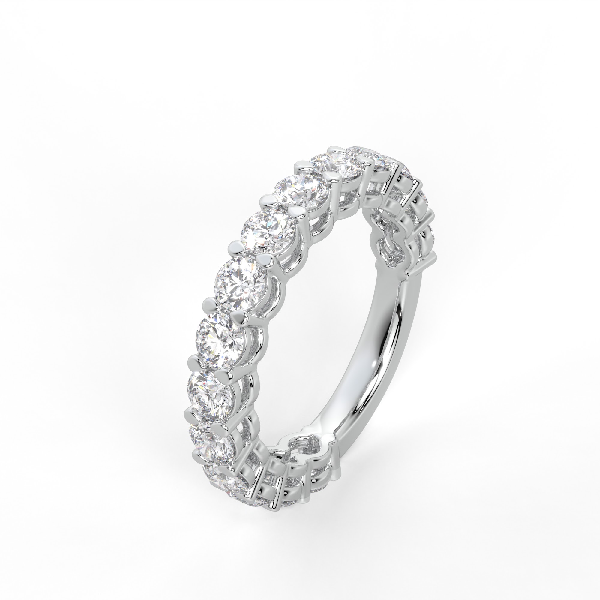 Round Diamond Three-Quarter Eternity Band