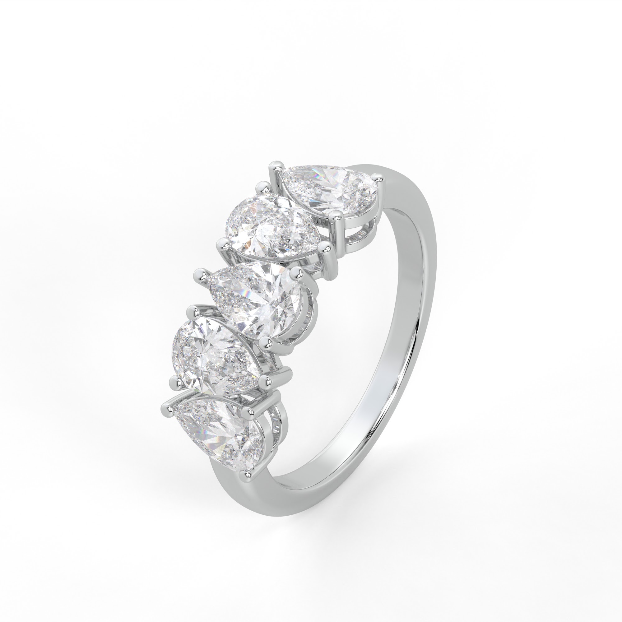 Alternating Pear Diamond Five Stone Ring