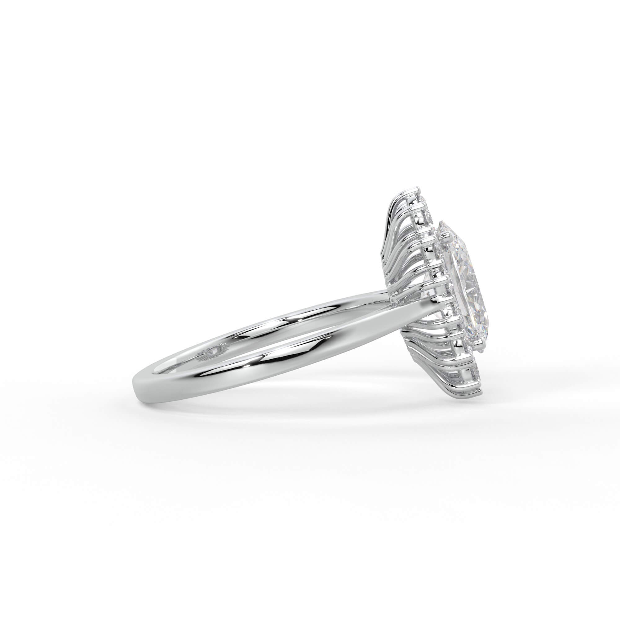 Oval Diamond Cluster Halo Engagement Ring