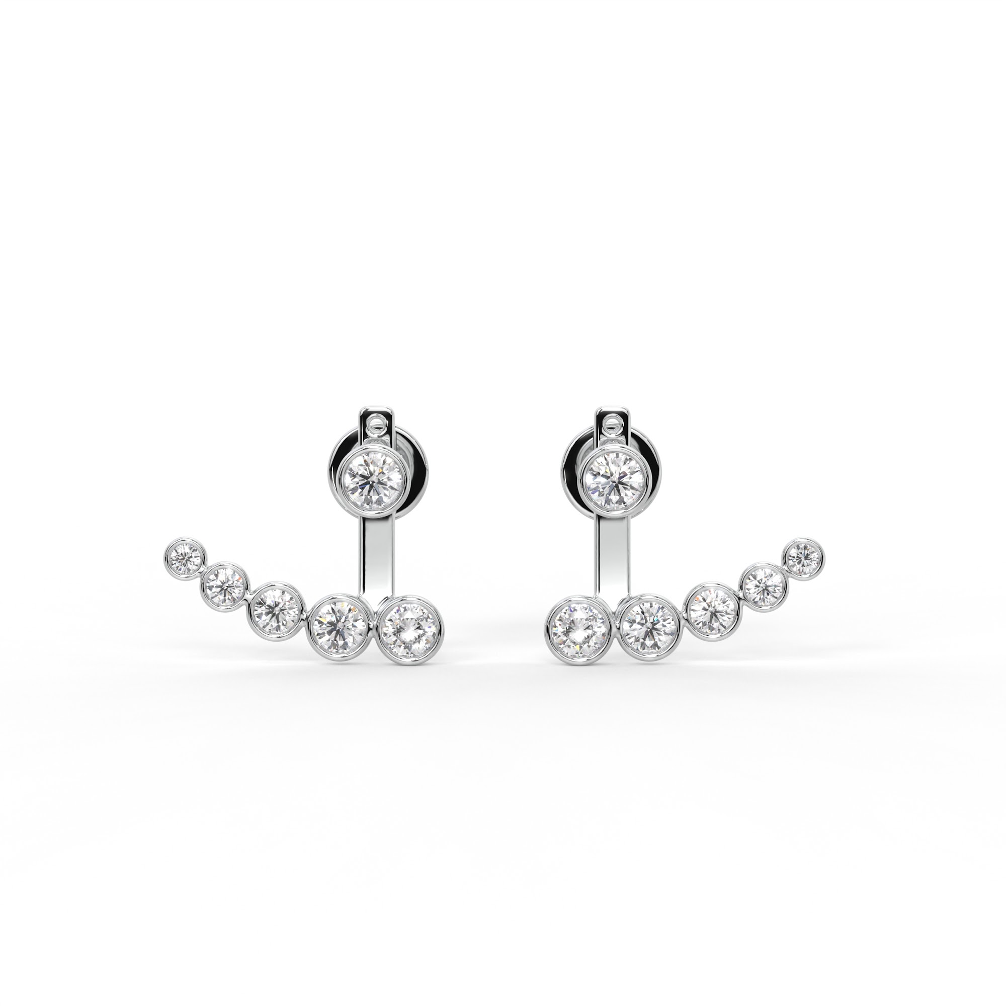 Round Diamond Graduated Bezel Jacket Earrings