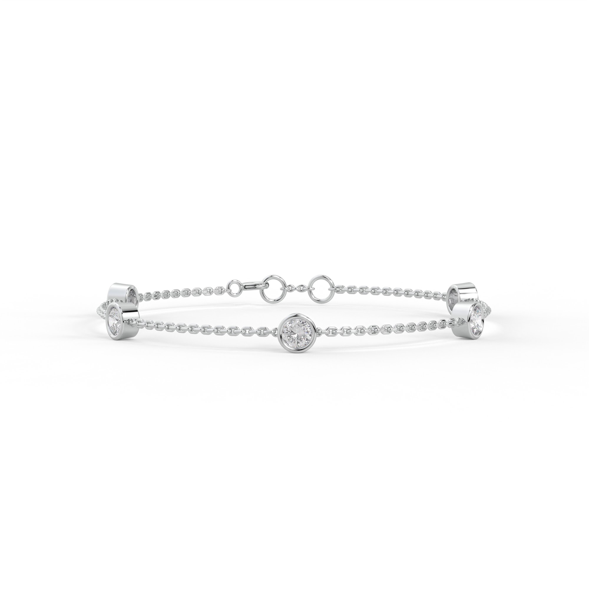 Round Diamond Bezel By-the-Yard Chain Bracelet