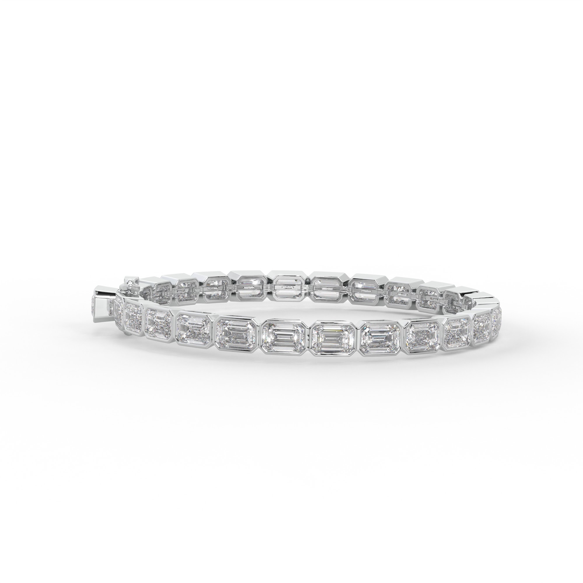Emerald Cut Diamond East-West Bezel Tennis Bracelet
