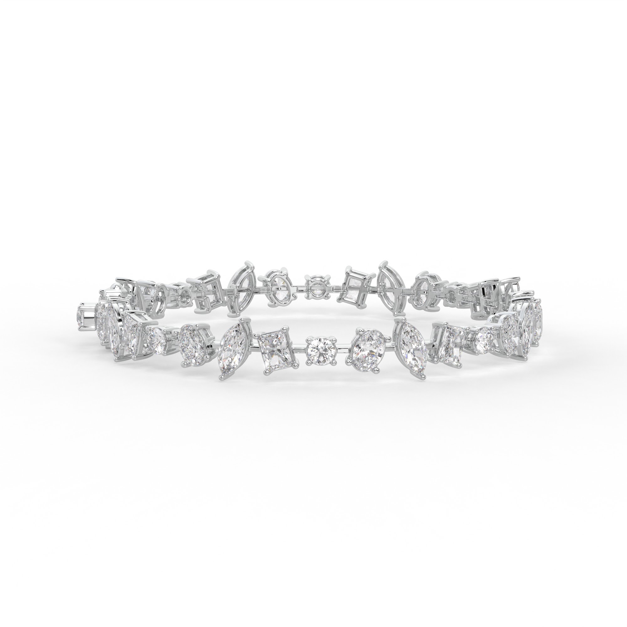 Mixed Shape Oval Marquise Emerald Round Diamond Tennis Bracelet