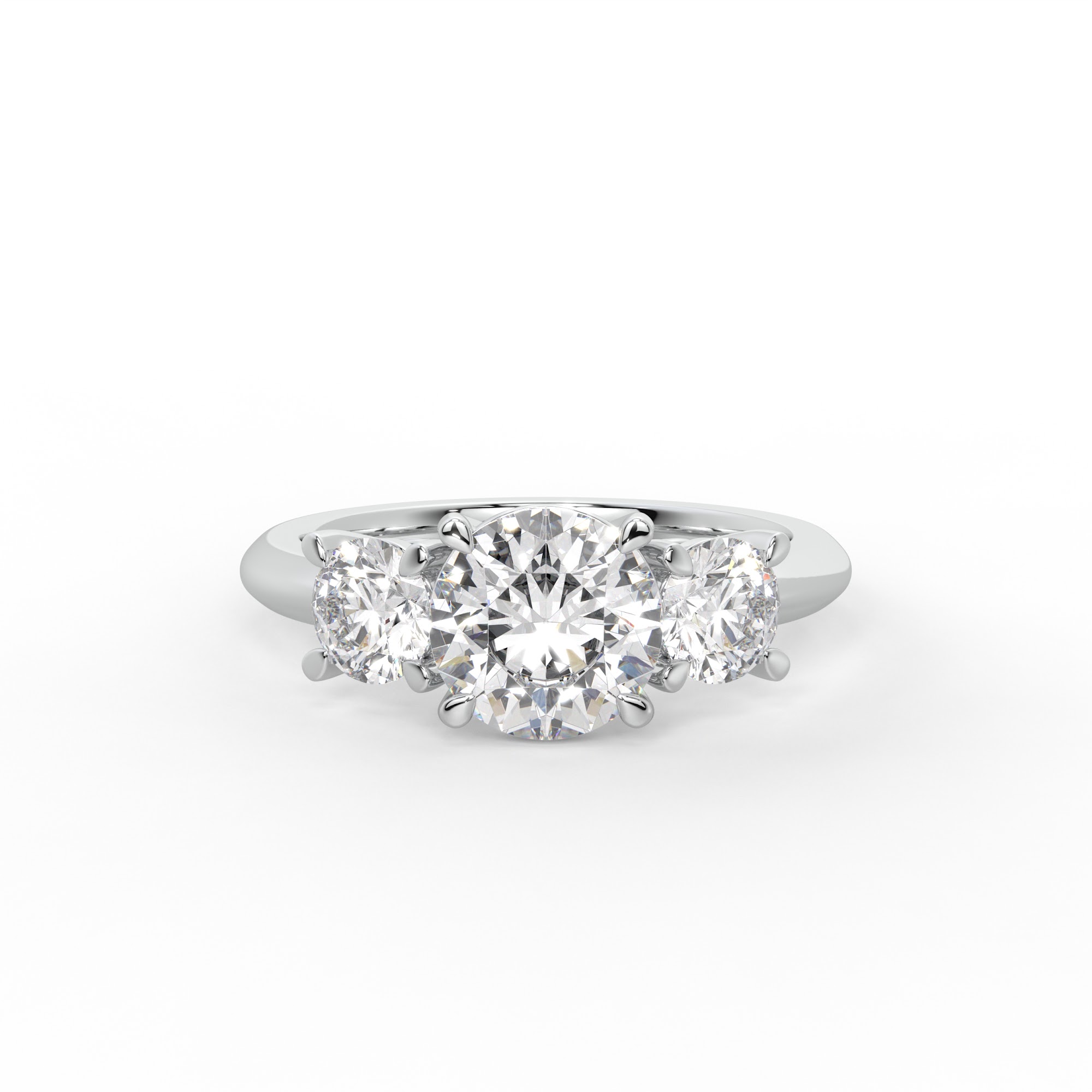 Classic Three Stone Diamond Engagement Ring Setting