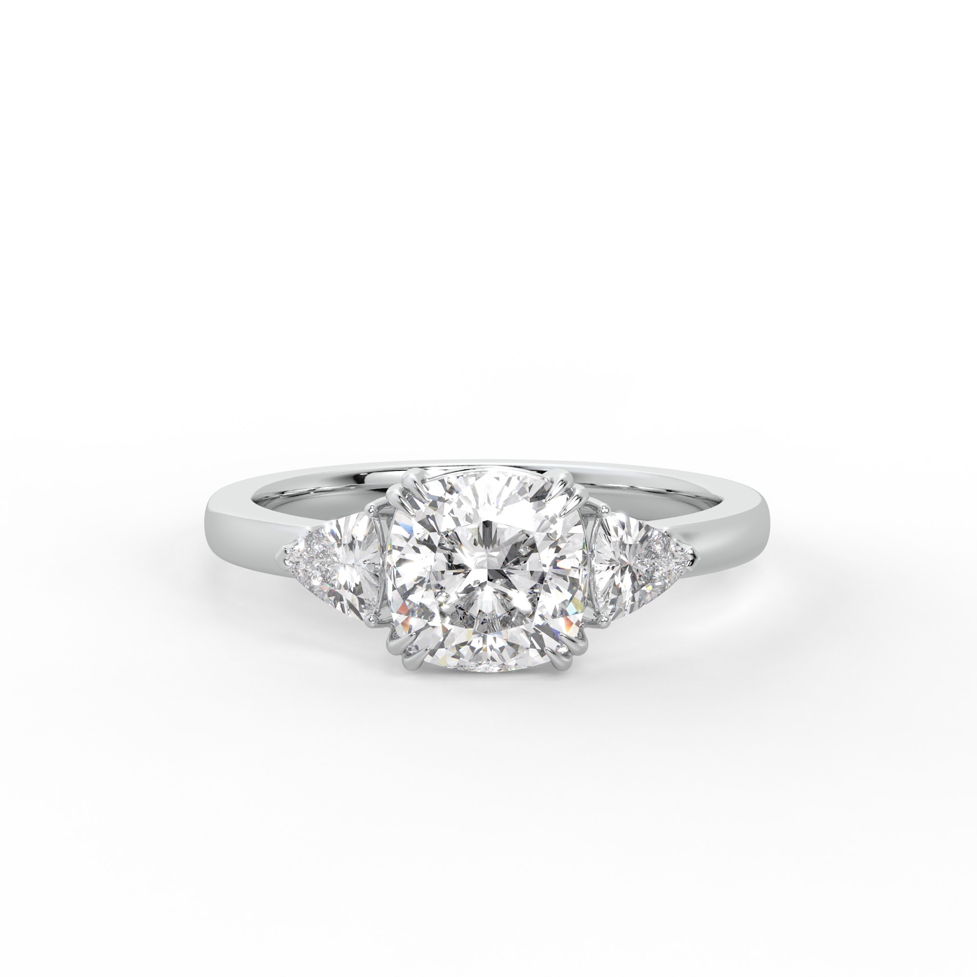 Trillion Side Stone Three Stone Diamond Ring Setting
