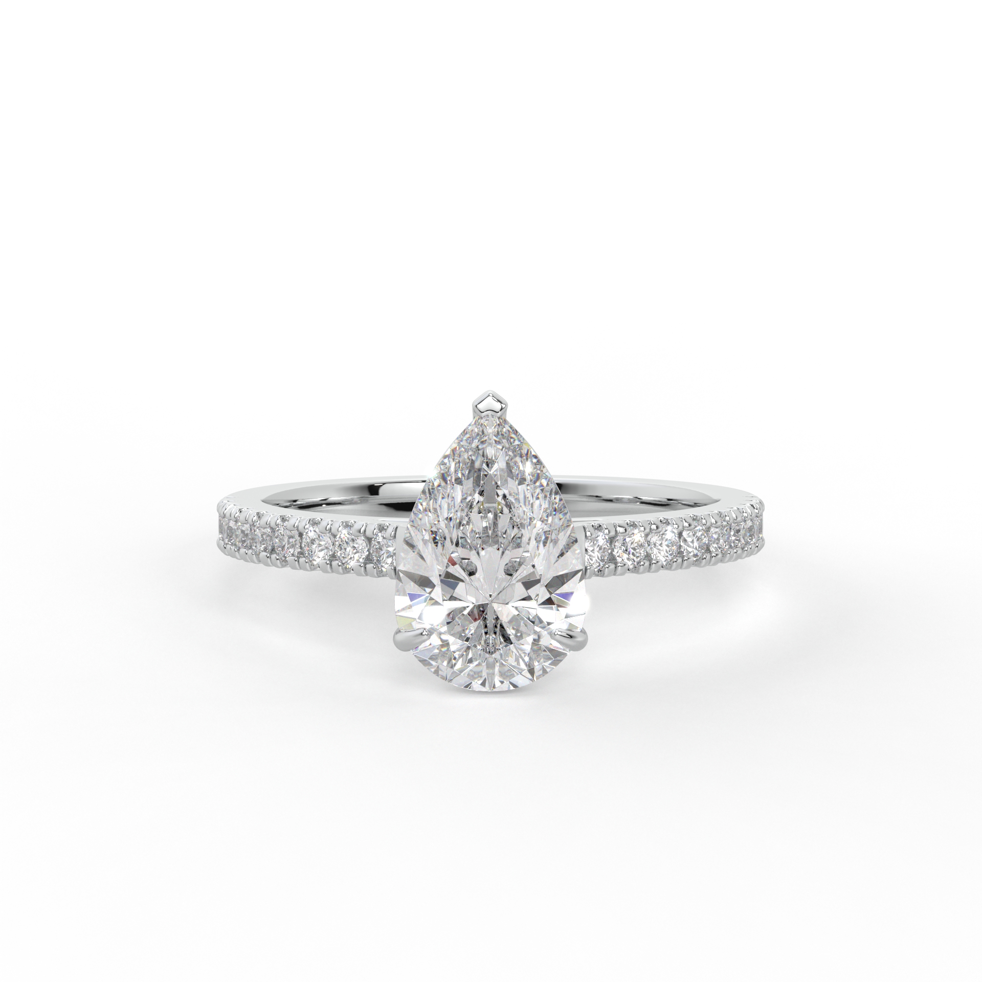 Pavé Diamond Solitaire Ring Setting with Slim Band