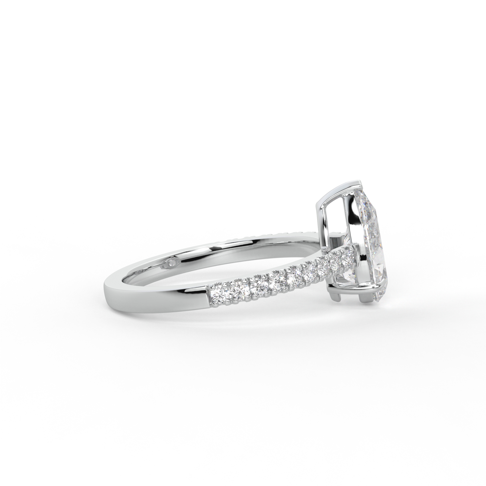 Pear Diamond Pavé Solitaire Ring
