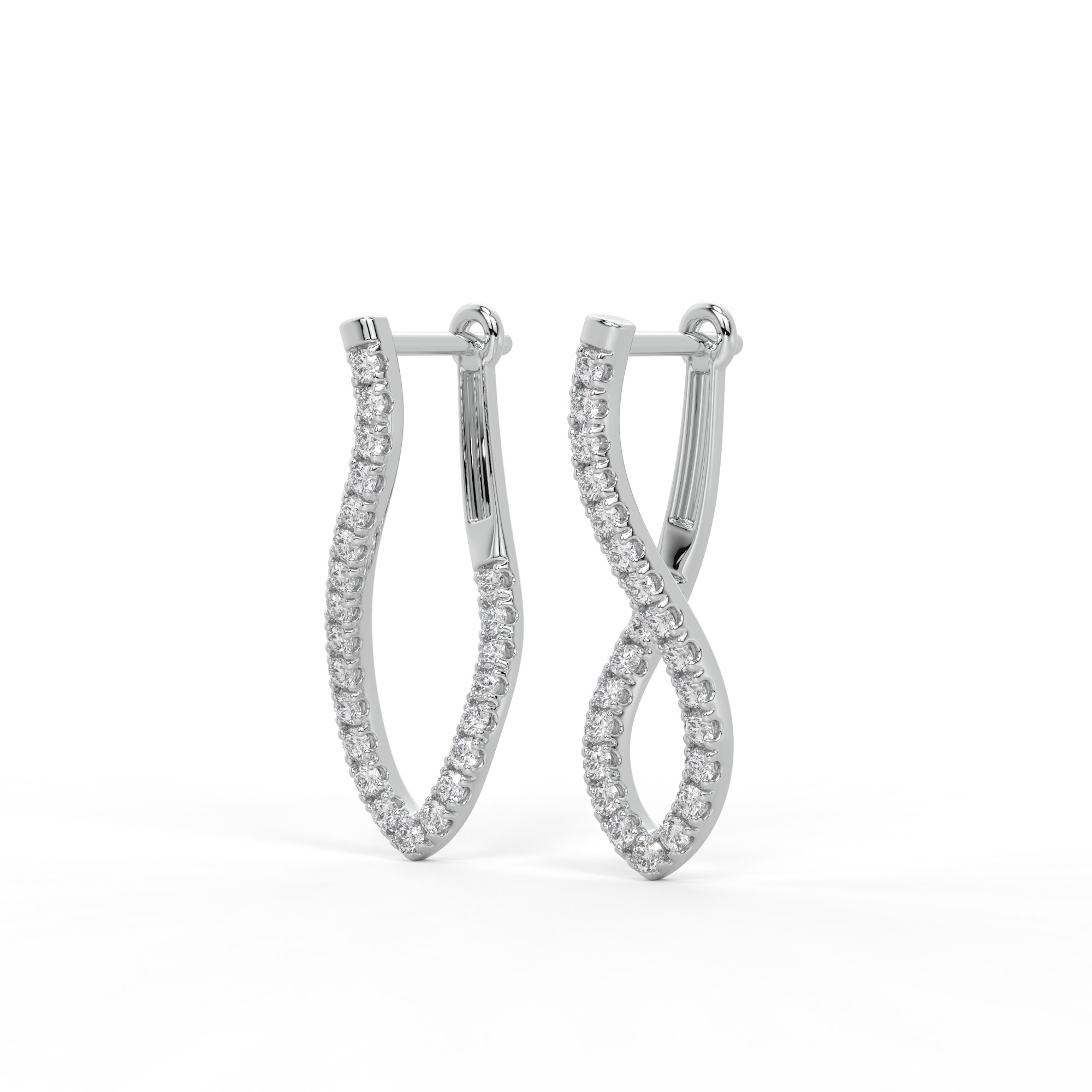 Round Diamond Twisted Teardrop Hoop Earrings