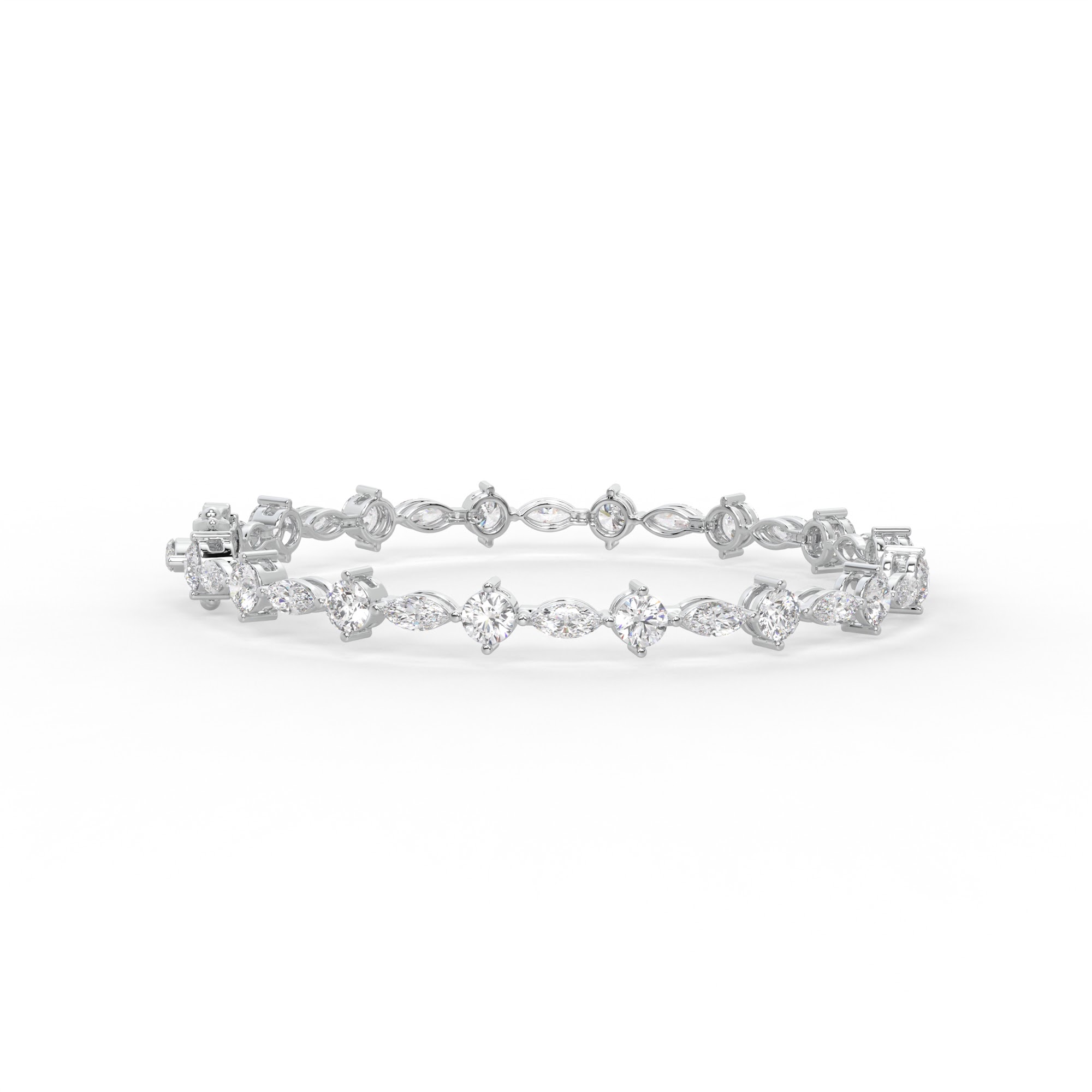 Round and Marquise Diamond Alternating Tennis Bracelet