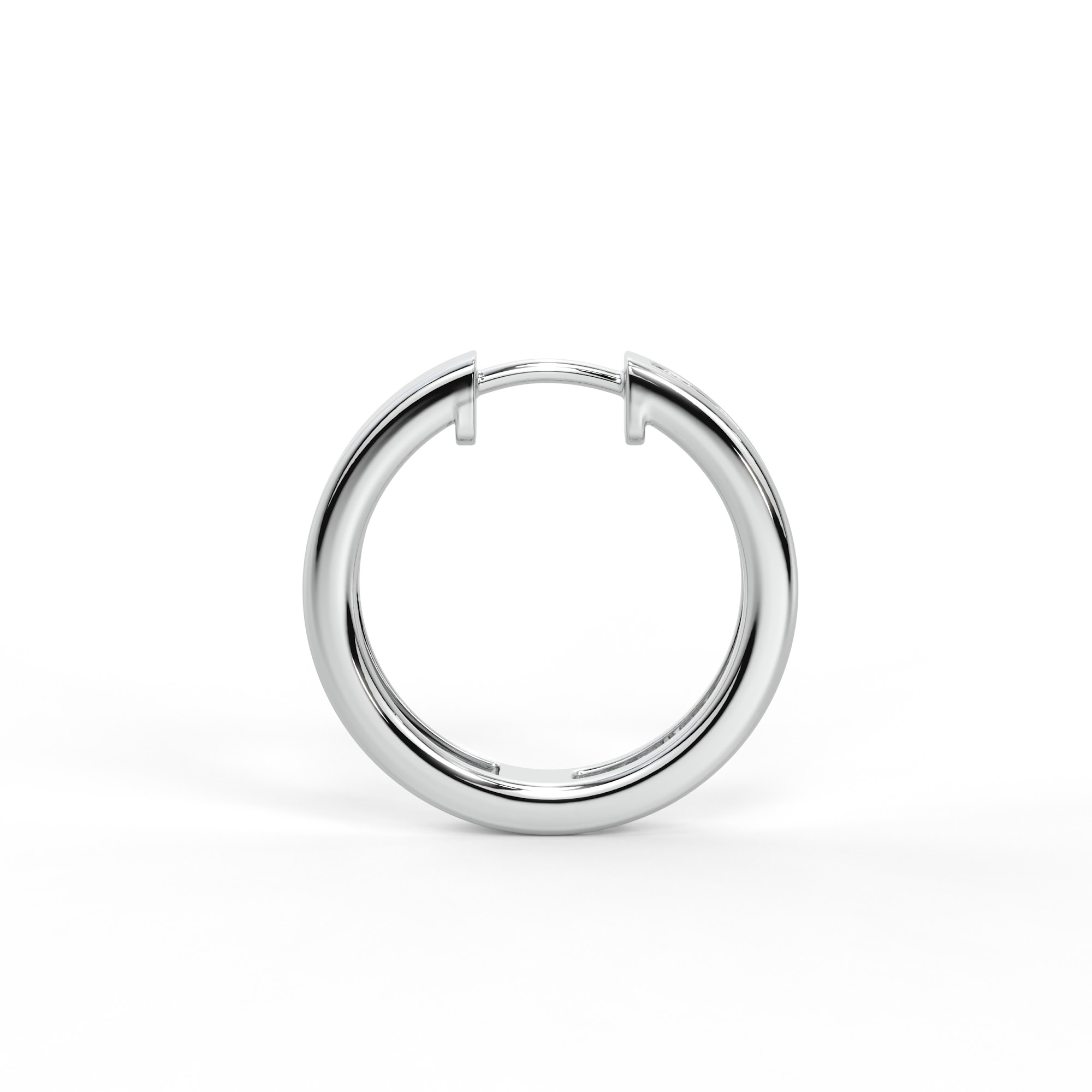 Round Diamond Channel Set Huggie Earrings