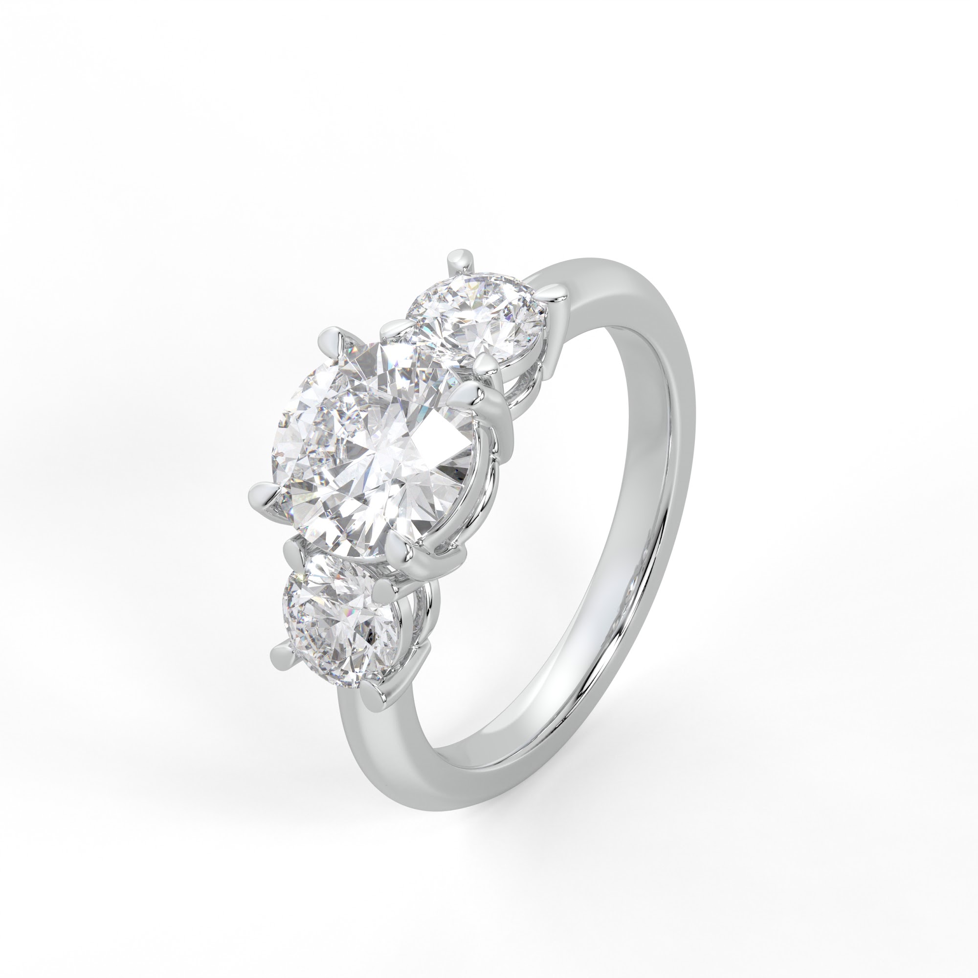 Round Diamond Three Stone Ring