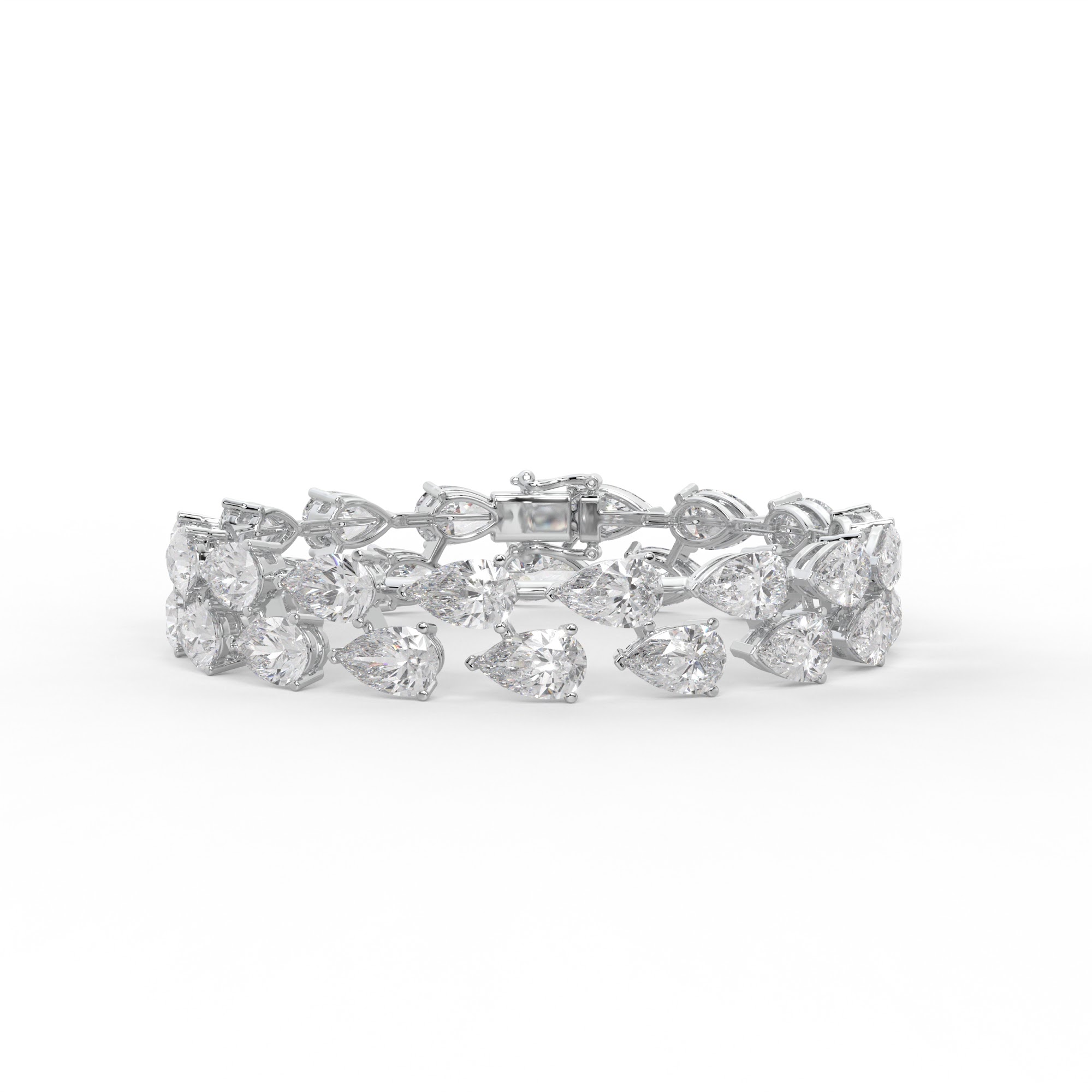 Pear Diamond Two-Row Prong Set Bracelet