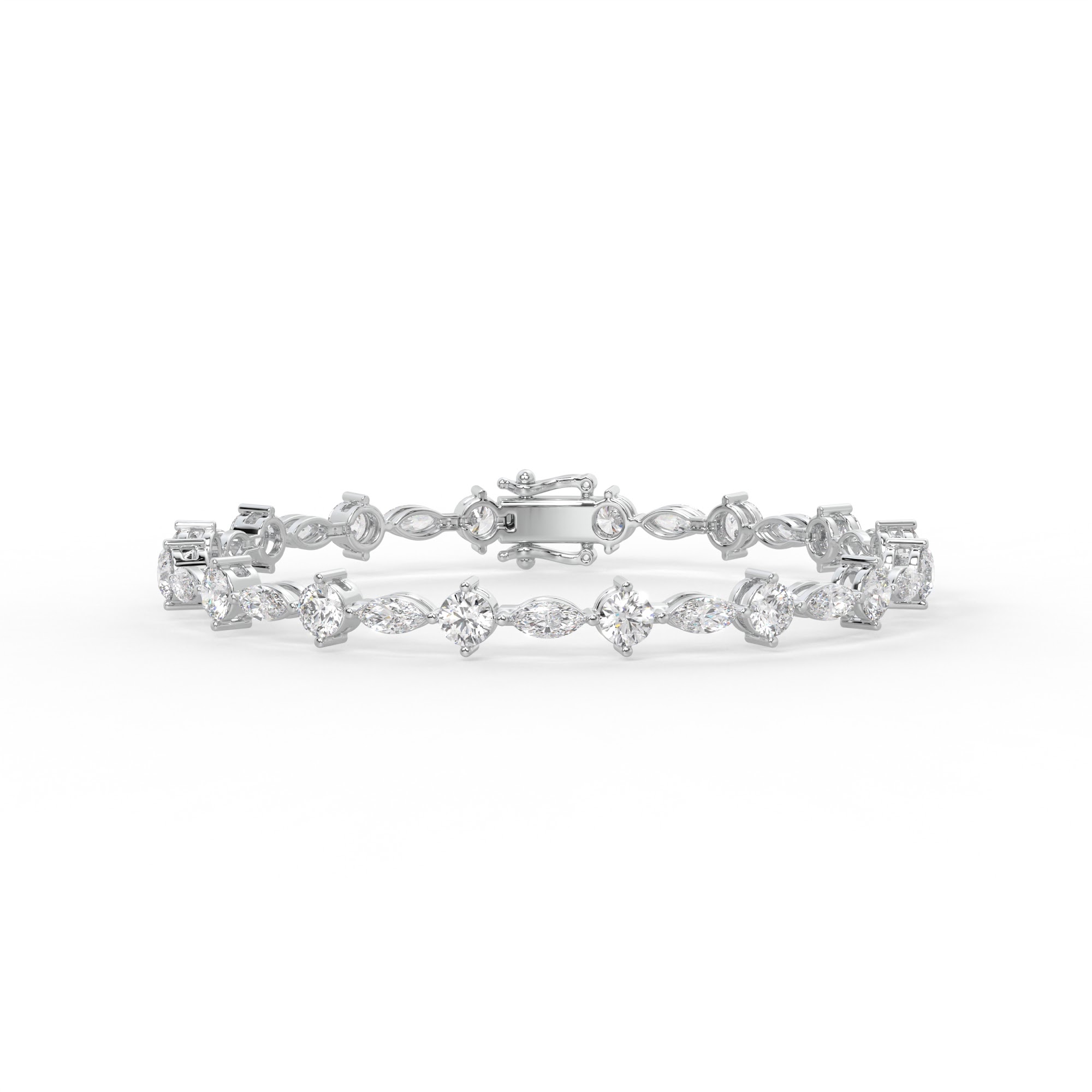 Round and Marquise Diamond Alternating Tennis Bracelet