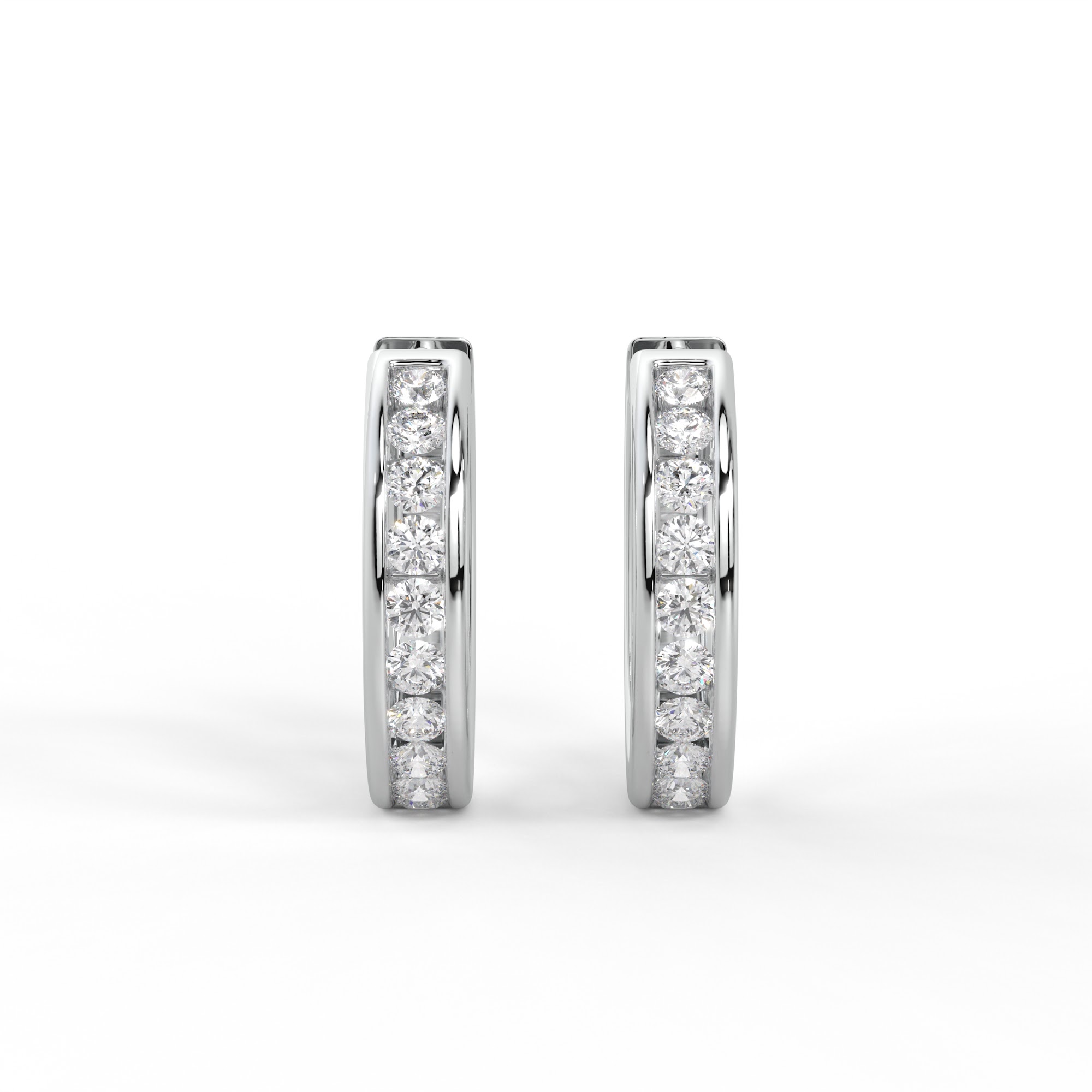 Round Diamond Channel Set Huggie Earrings