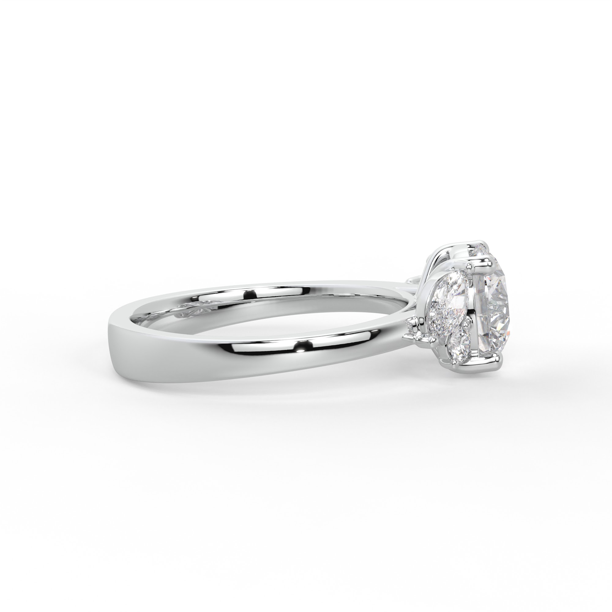 Asymmetric Marquise Cluster Diamond Engagement Ring Setting