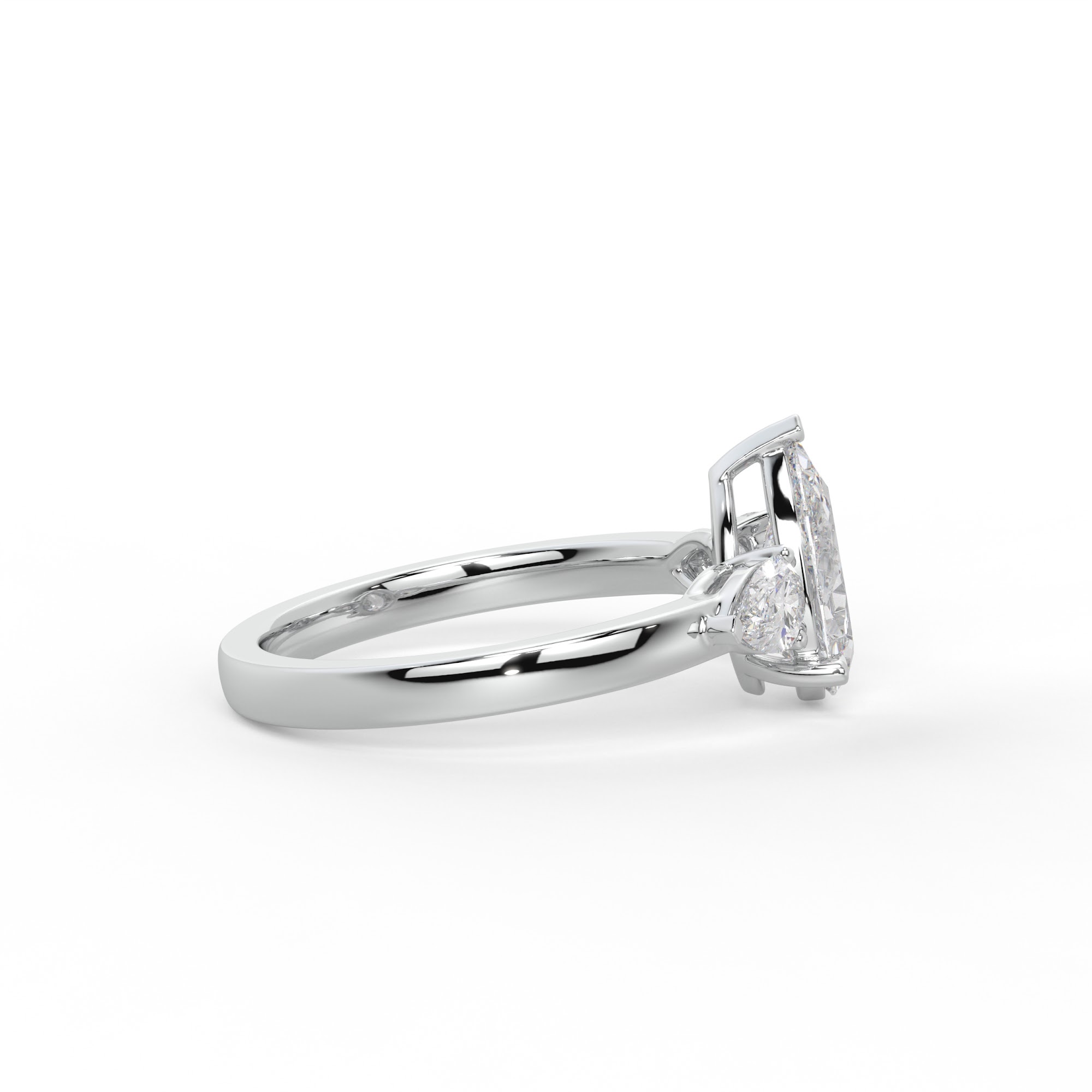 Pear-Cut Diamond Three Stone Ring