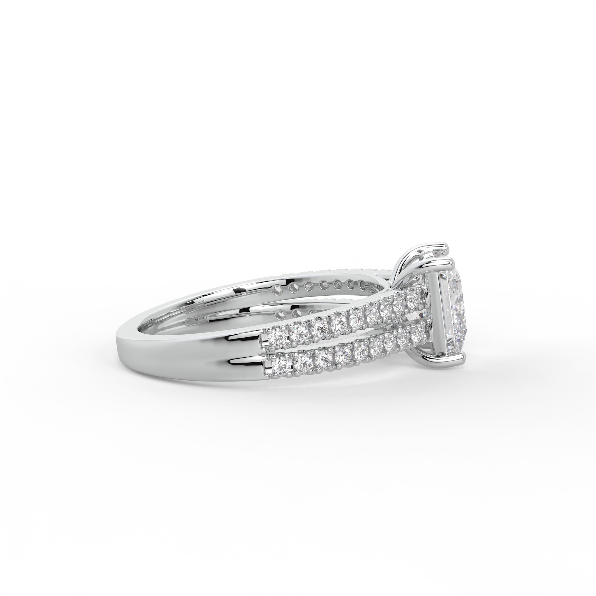 Princess-Cut Diamond Pavé Engagement Ring