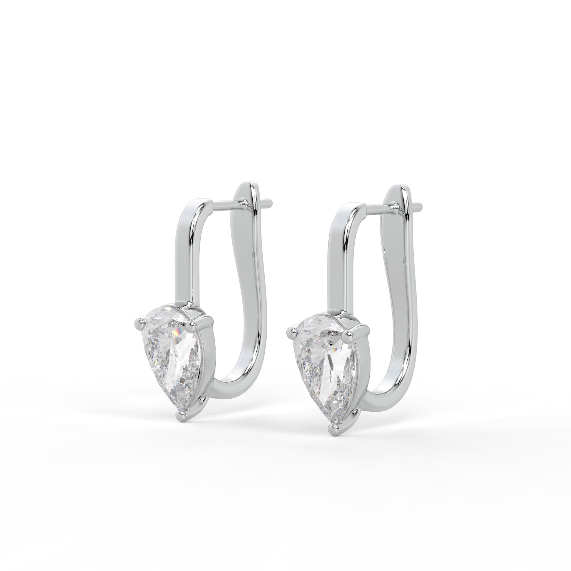 Pear Diamond Solitaire Huggie Earrings