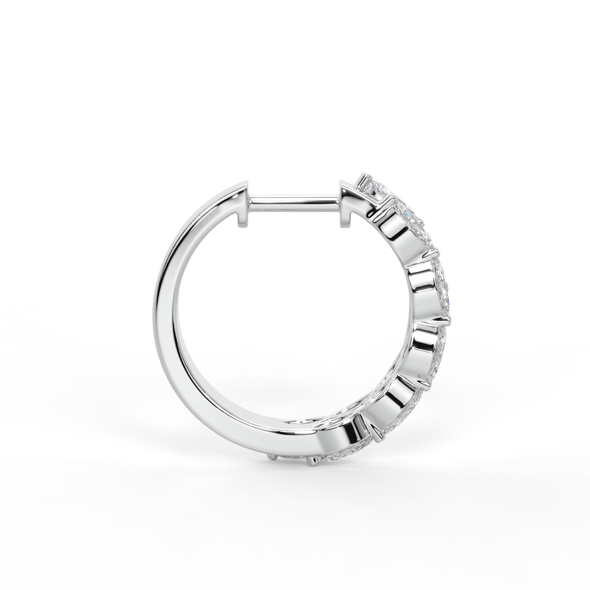 Marquise Diamond Double Row Huggie Earrings