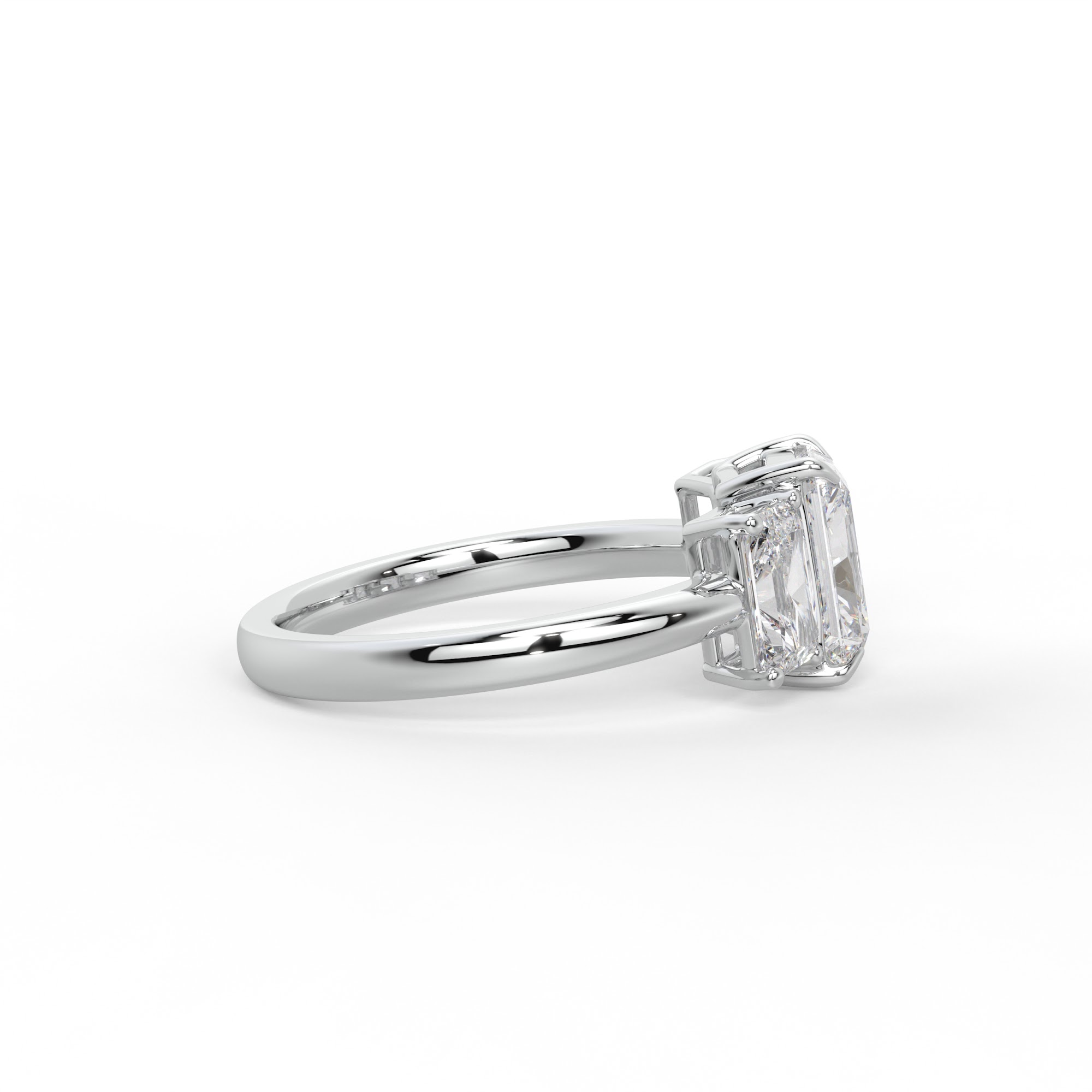 Three Stone Radiant Side Diamond Engagement Ring Setting